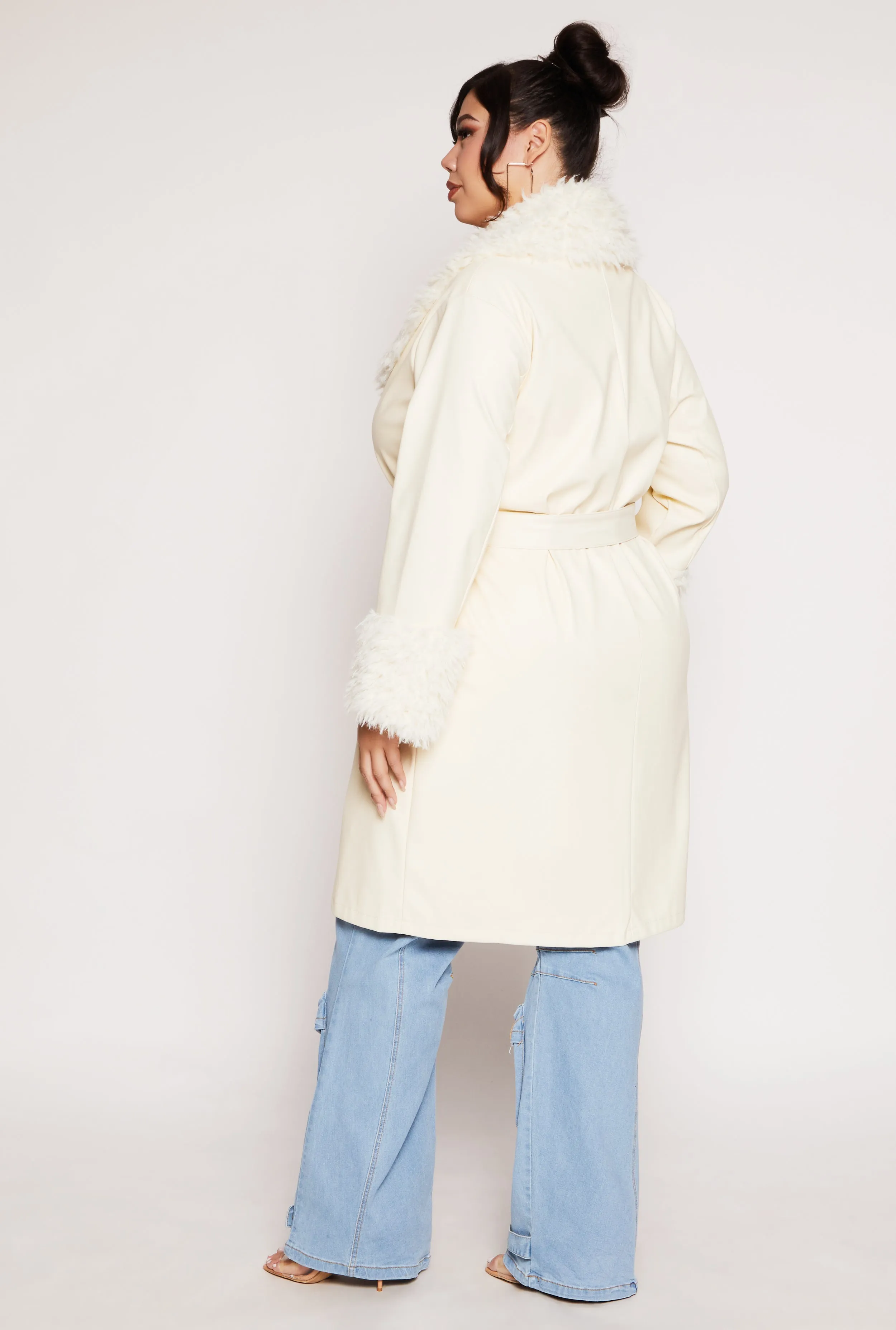 Plus Size Faux Leather Trench Coat sold by Rainbow product image thumbnail 2