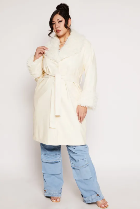 Plus Size Faux Leather Trench Coat sold by Rainbow
