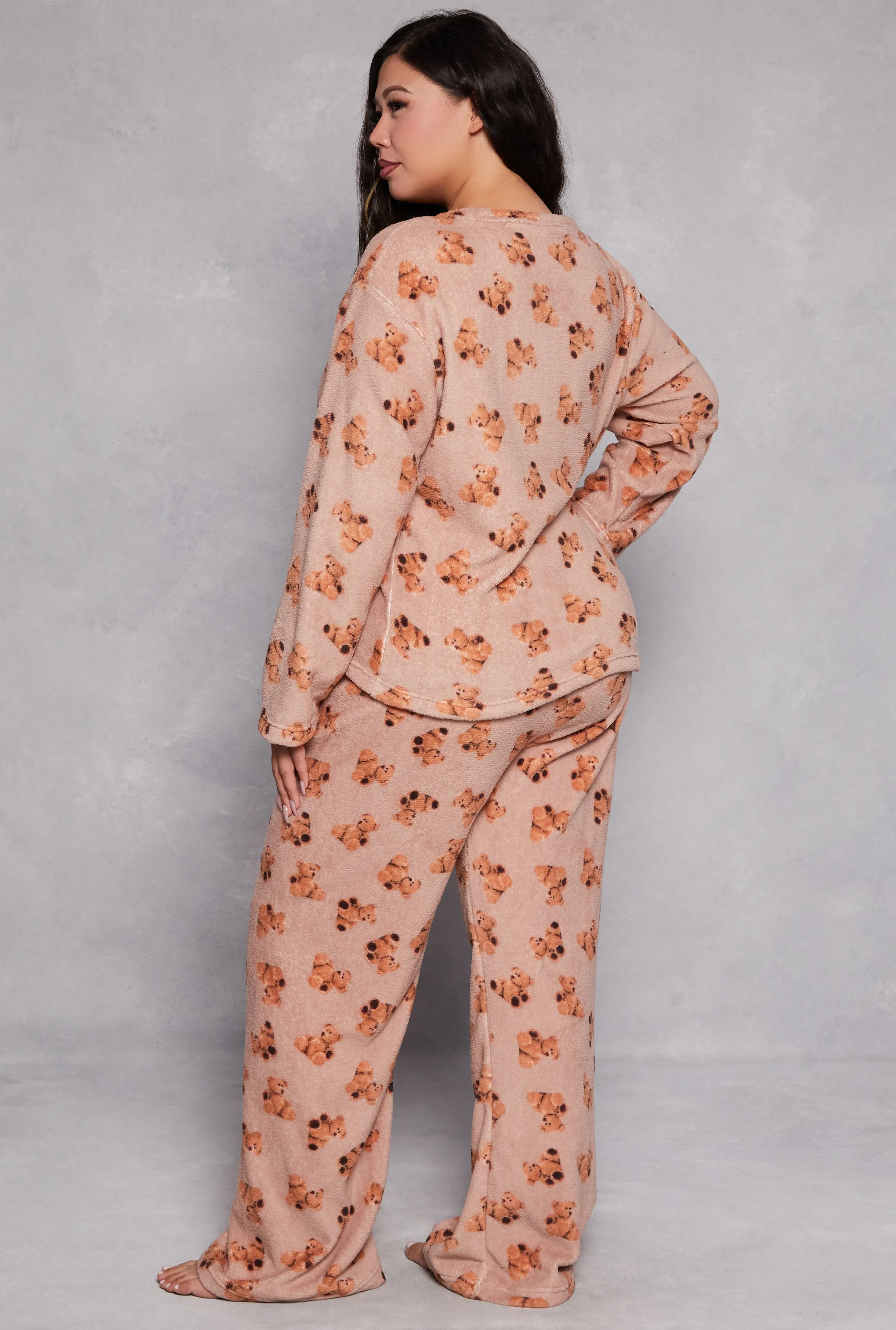 Plus Size Teddy Bear Print Pajama Top and Pants Set sold by Rainbow product image thumbnail 2
