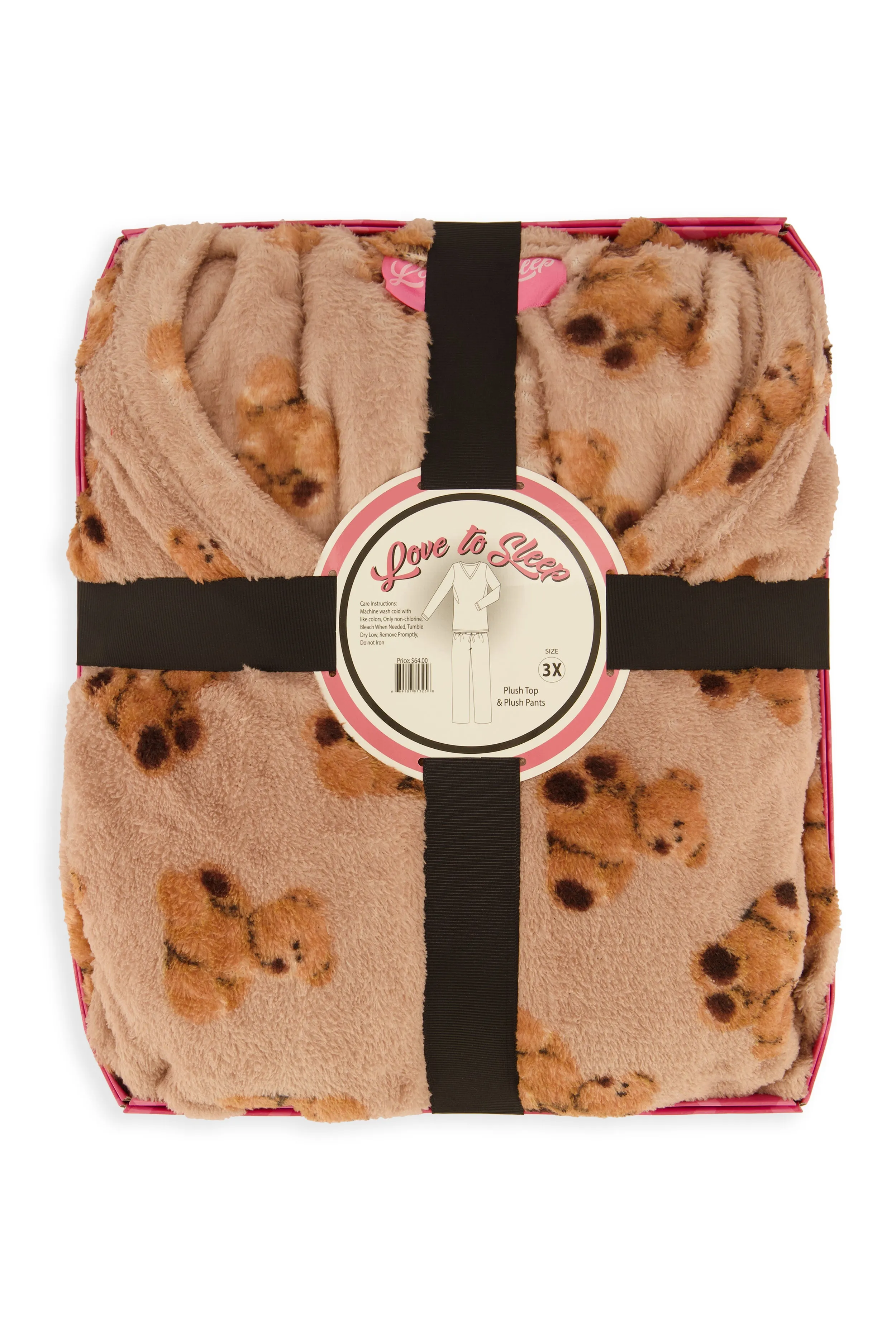 Plus Size Teddy Bear Print Pajama Top and Pants Set sold by Rainbow product image thumbnail 3