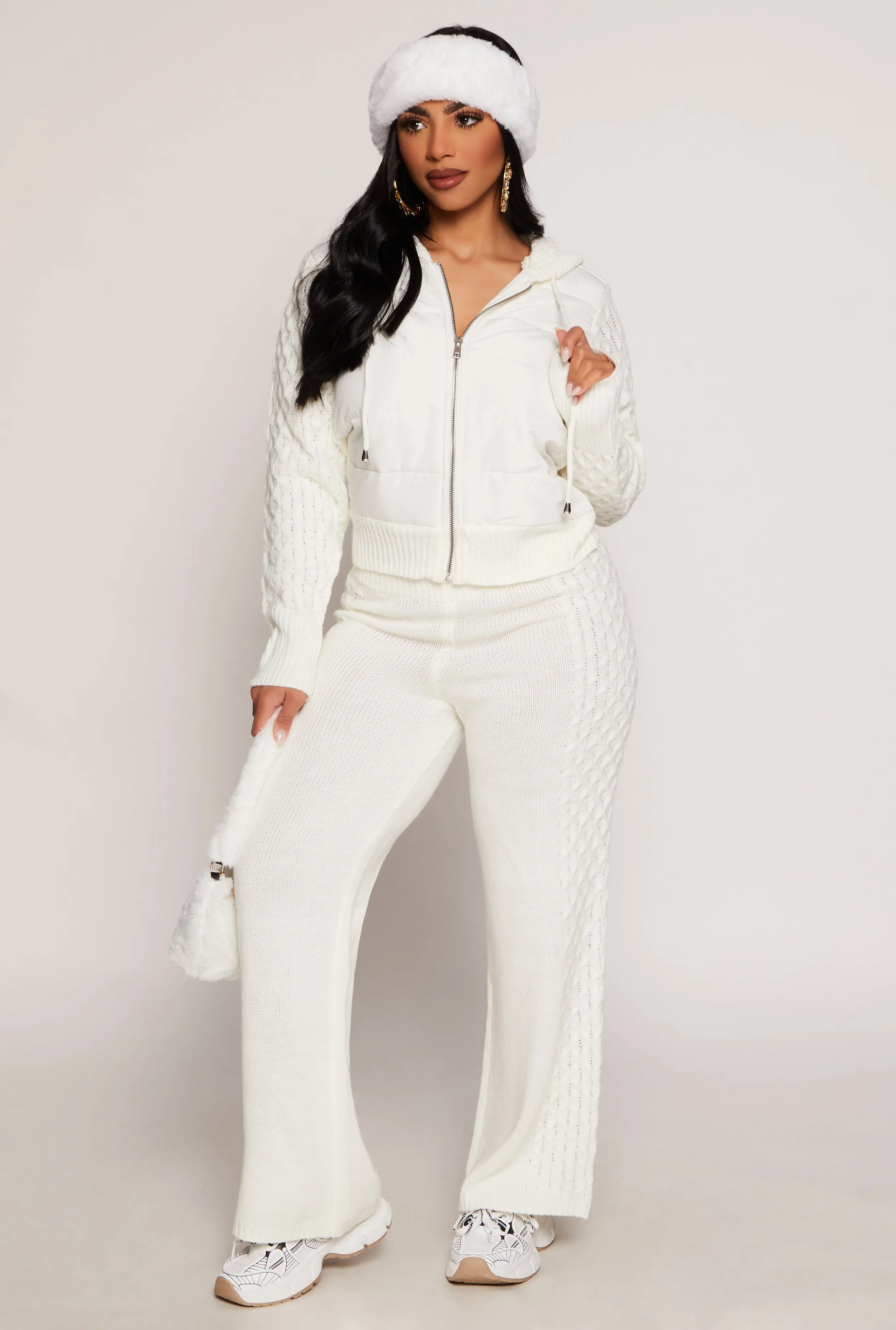 Almost Famous Cable Knit Hooded Sweater sold by Rainbow product image thumbnail 2