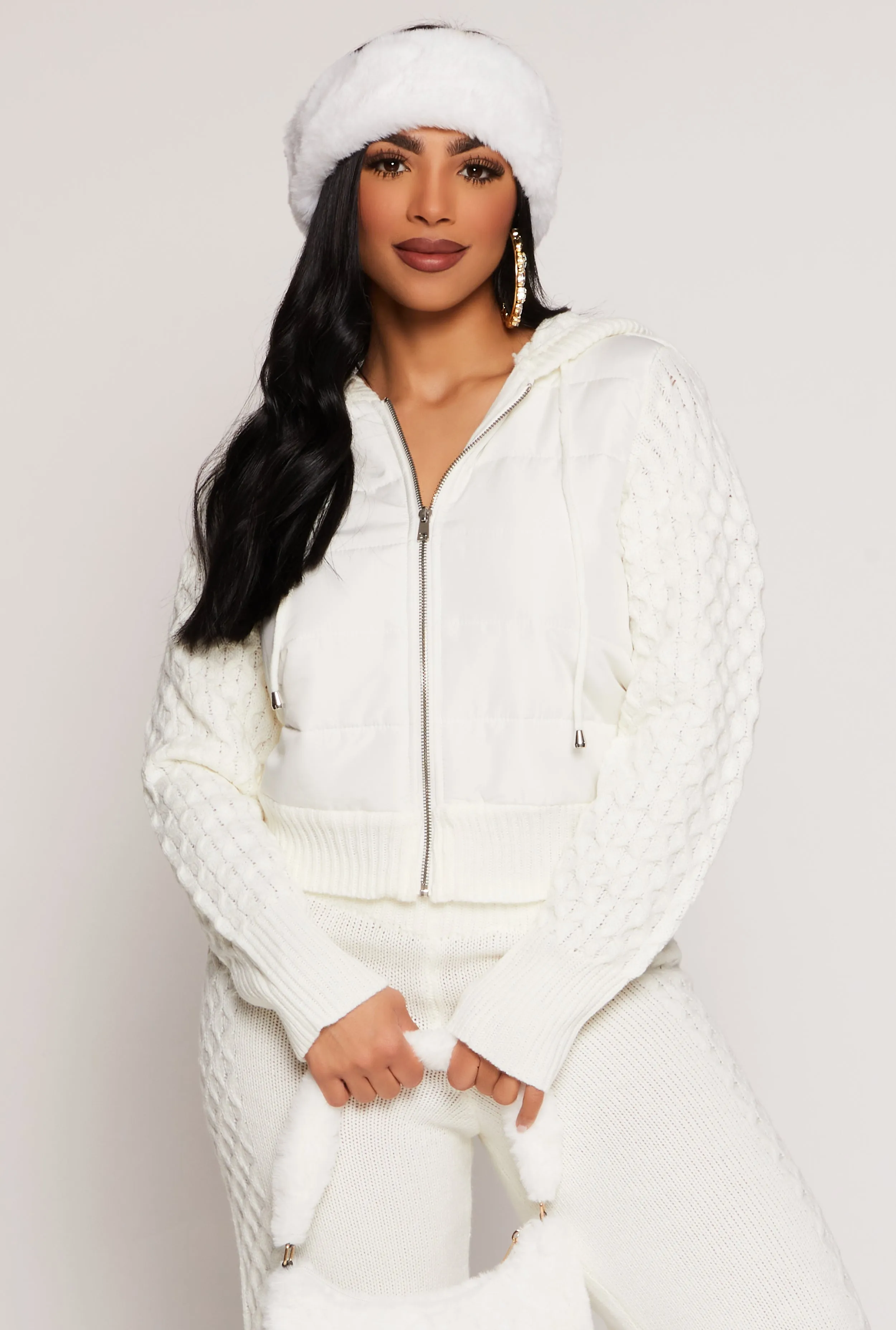 Almost Famous Cable Knit Hooded Sweater sold by Rainbow