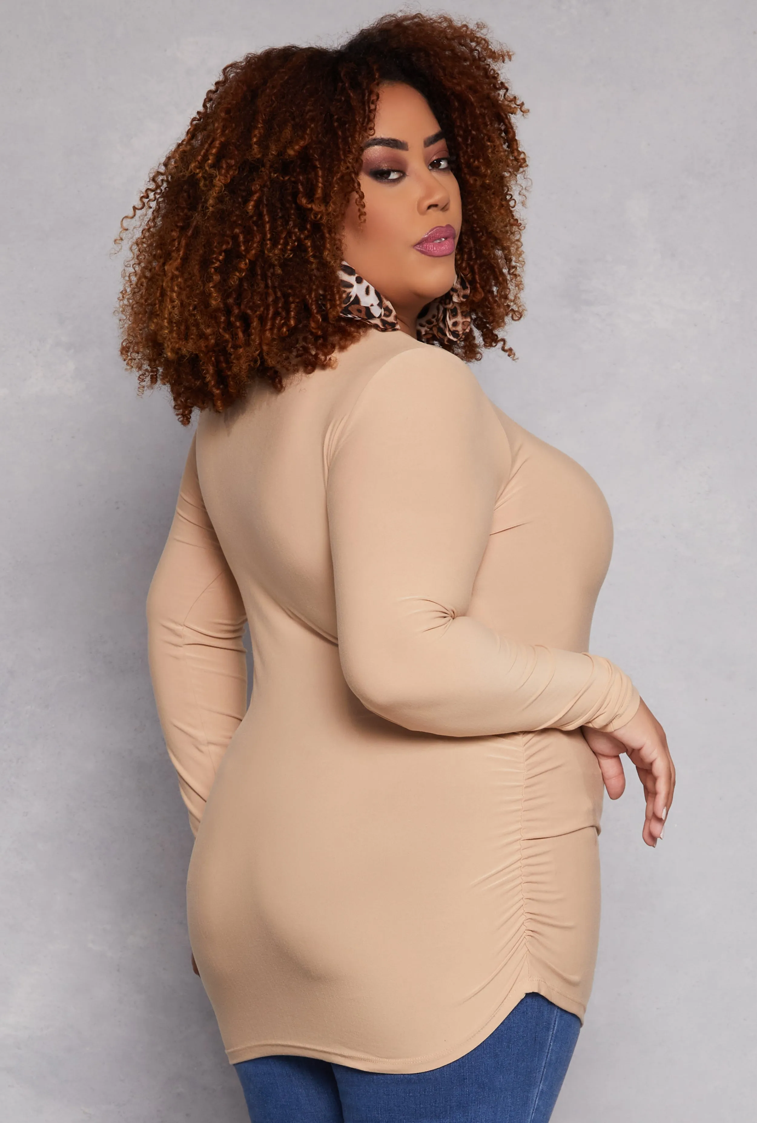Plus Size Ruched Side Long Sleeve Top sold by Rainbow product image thumbnail 3