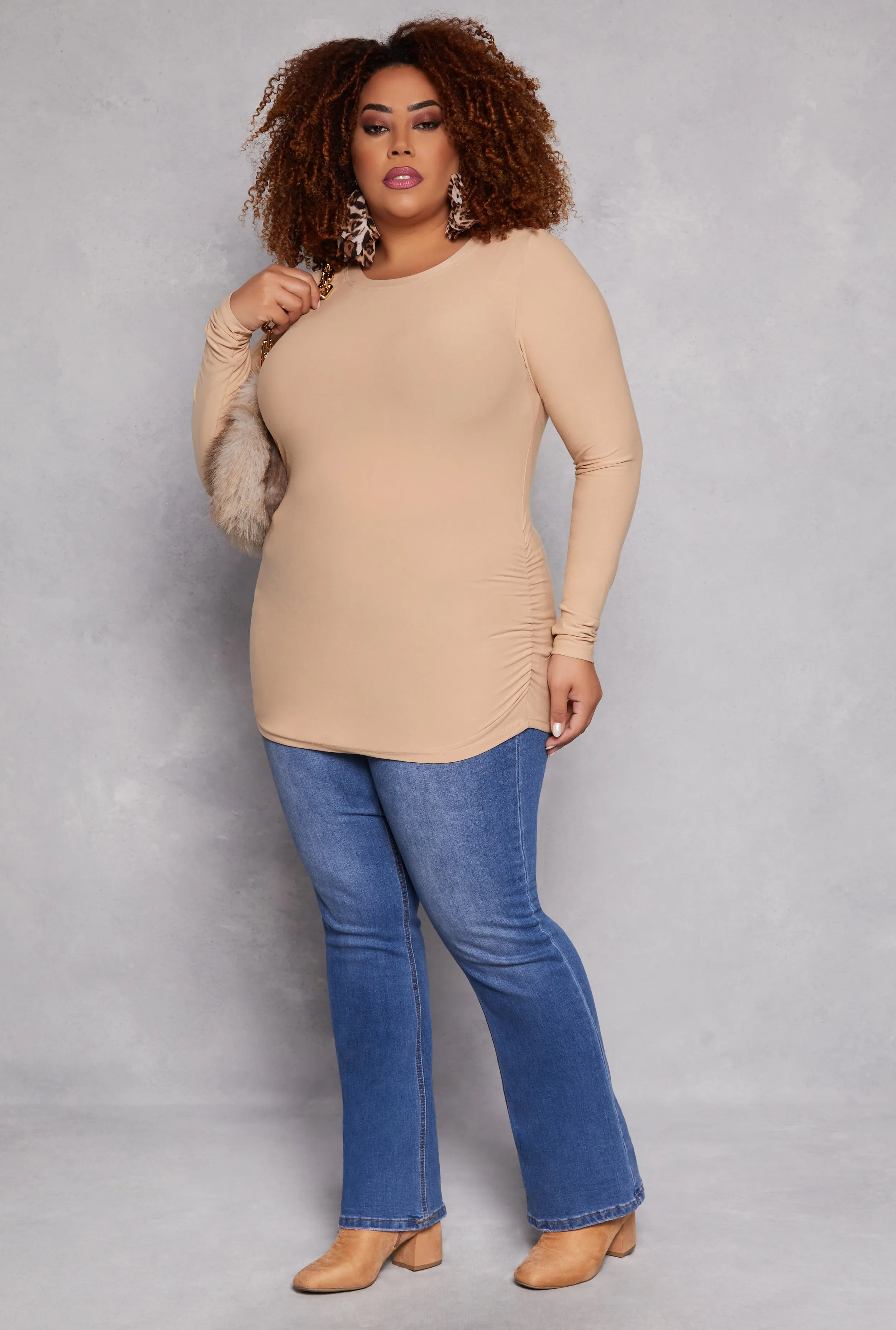 Plus Size Ruched Side Long Sleeve Top sold by Rainbow product image thumbnail 2