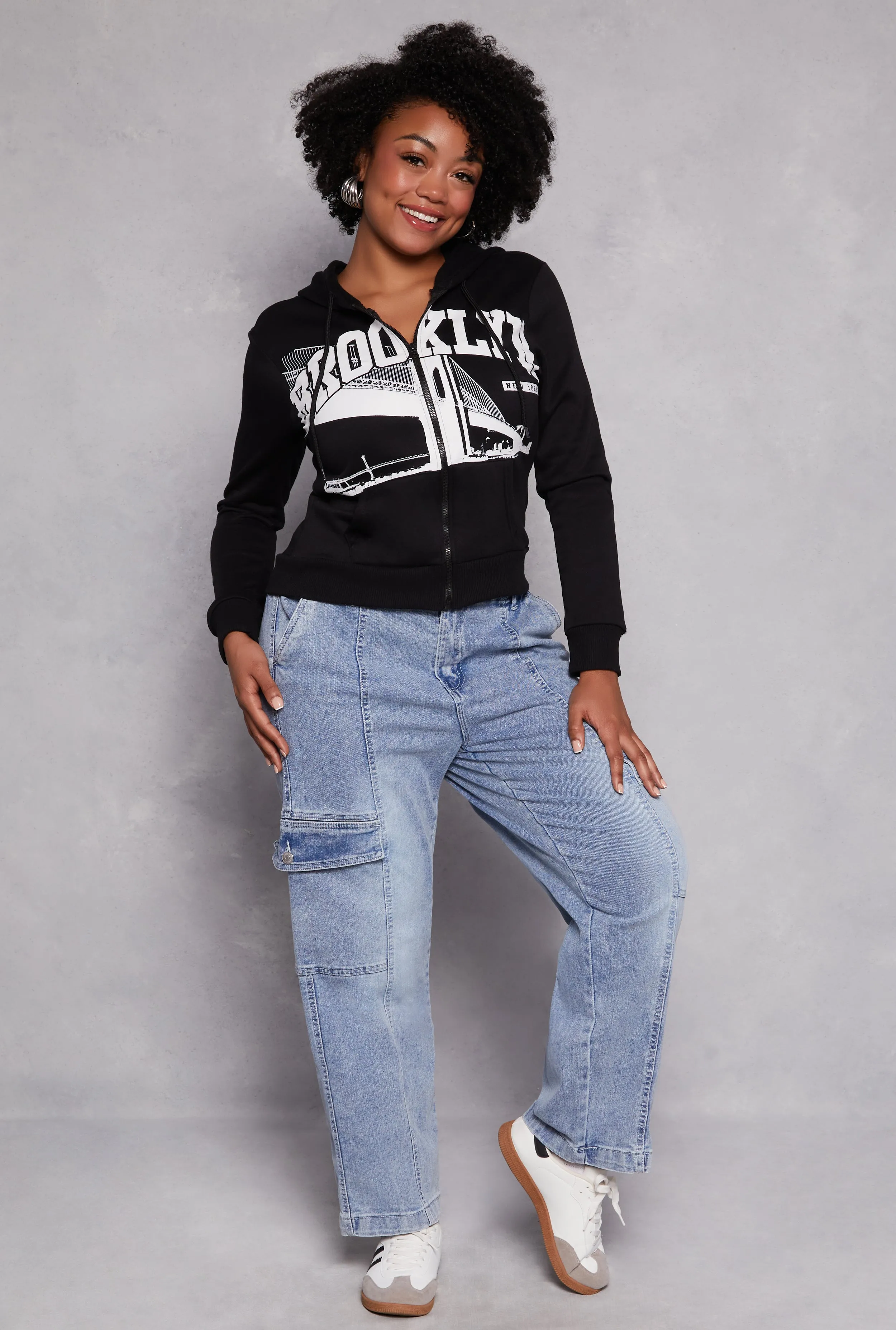 Plus Size Brooklyn Graphic Zip Front Hoodie sold by Rainbow product image thumbnail 2