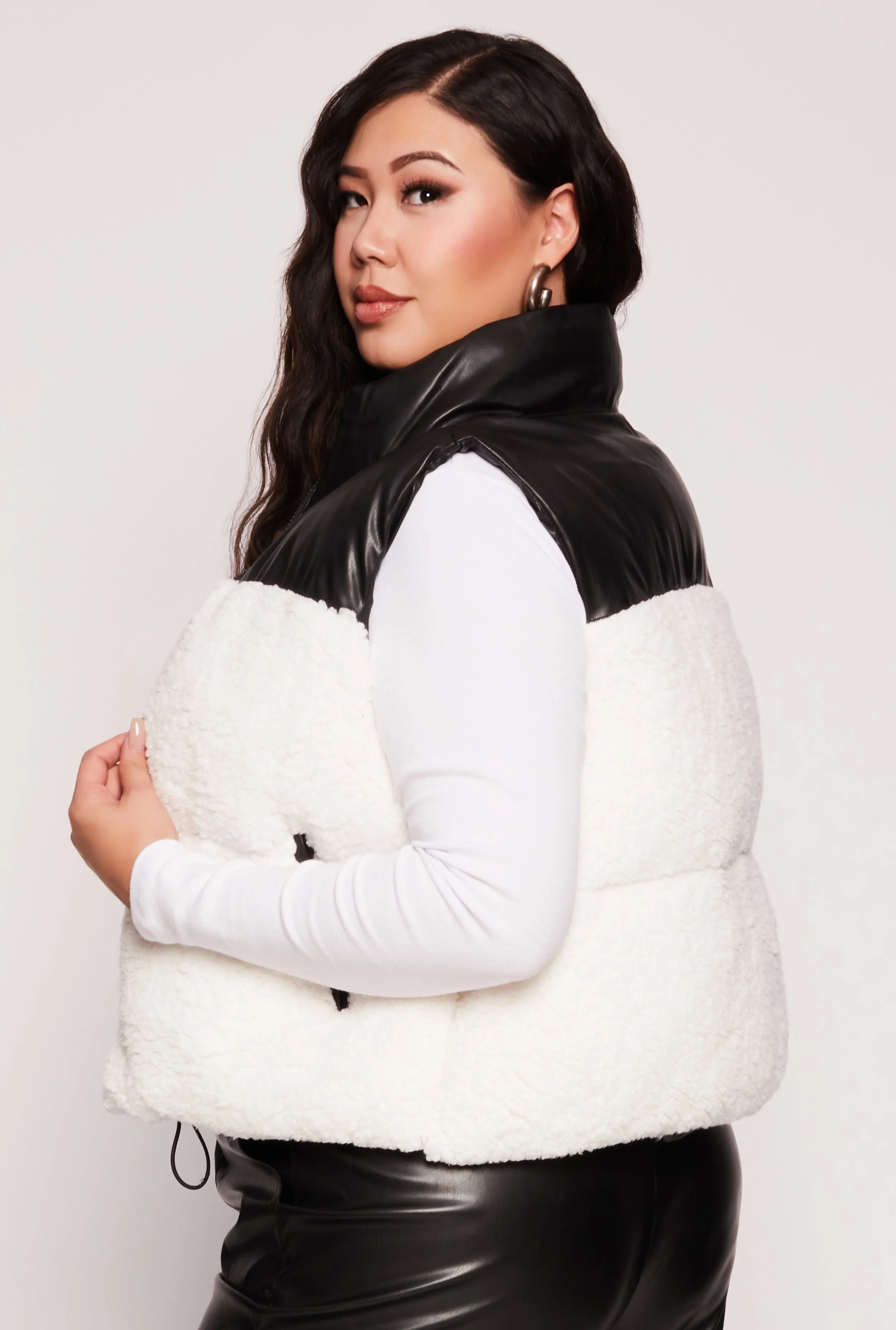 Plus Size Almost Famous Sherpa Puffer Vest sold by Rainbow product image thumbnail 3
