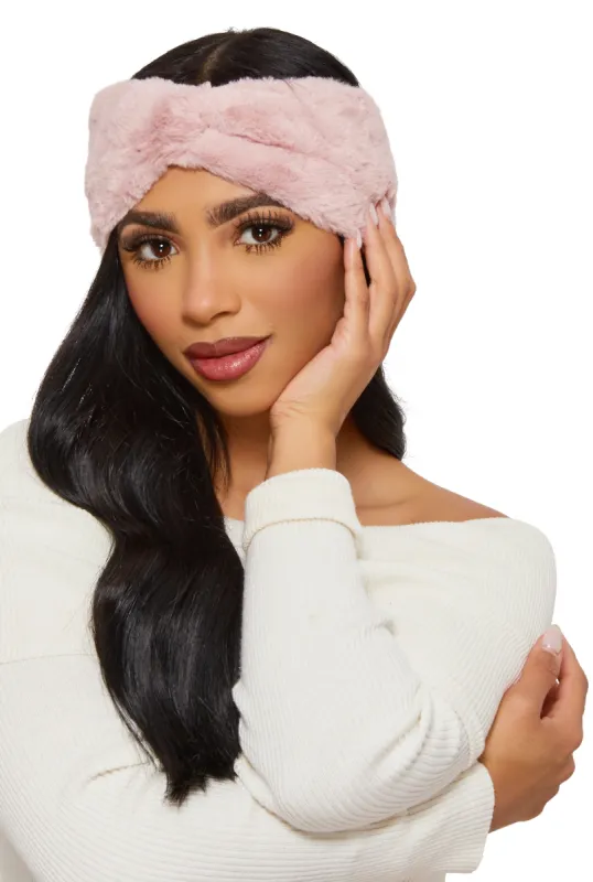 Twist Front Faux Fur Headband sold by Rainbow
