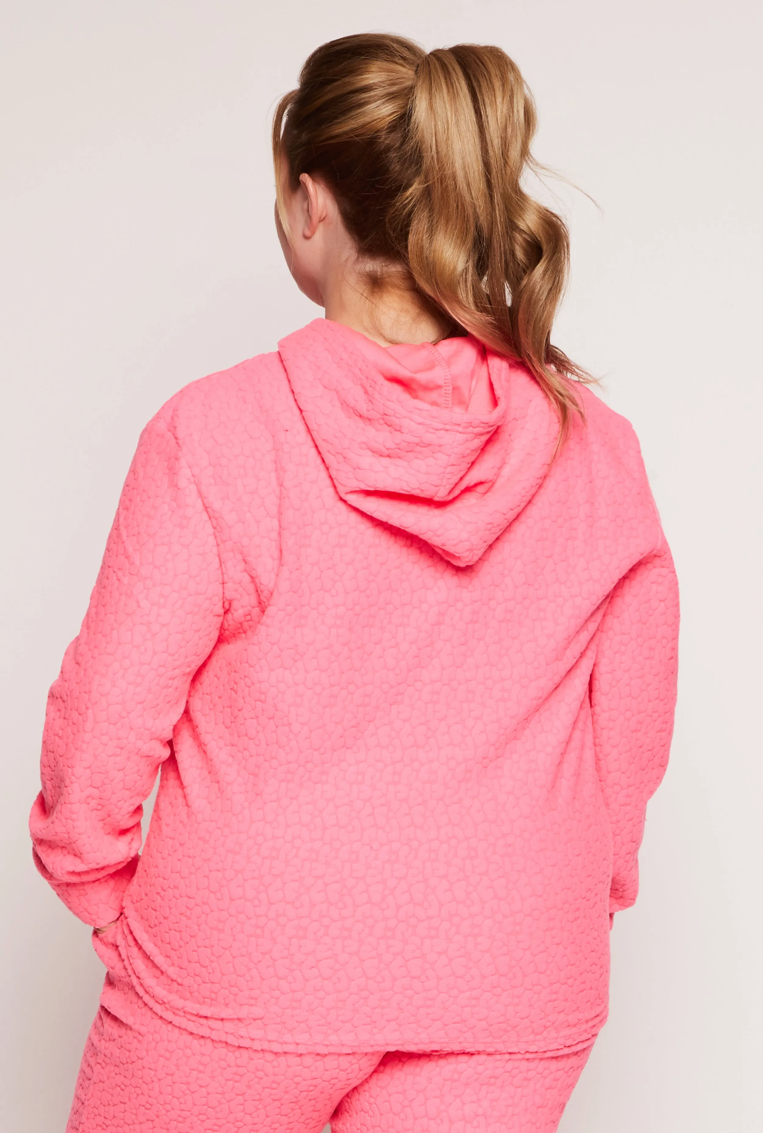 Plus Size Leopard Textured Knit Hoodie sold by Rainbow product image thumbnail 3