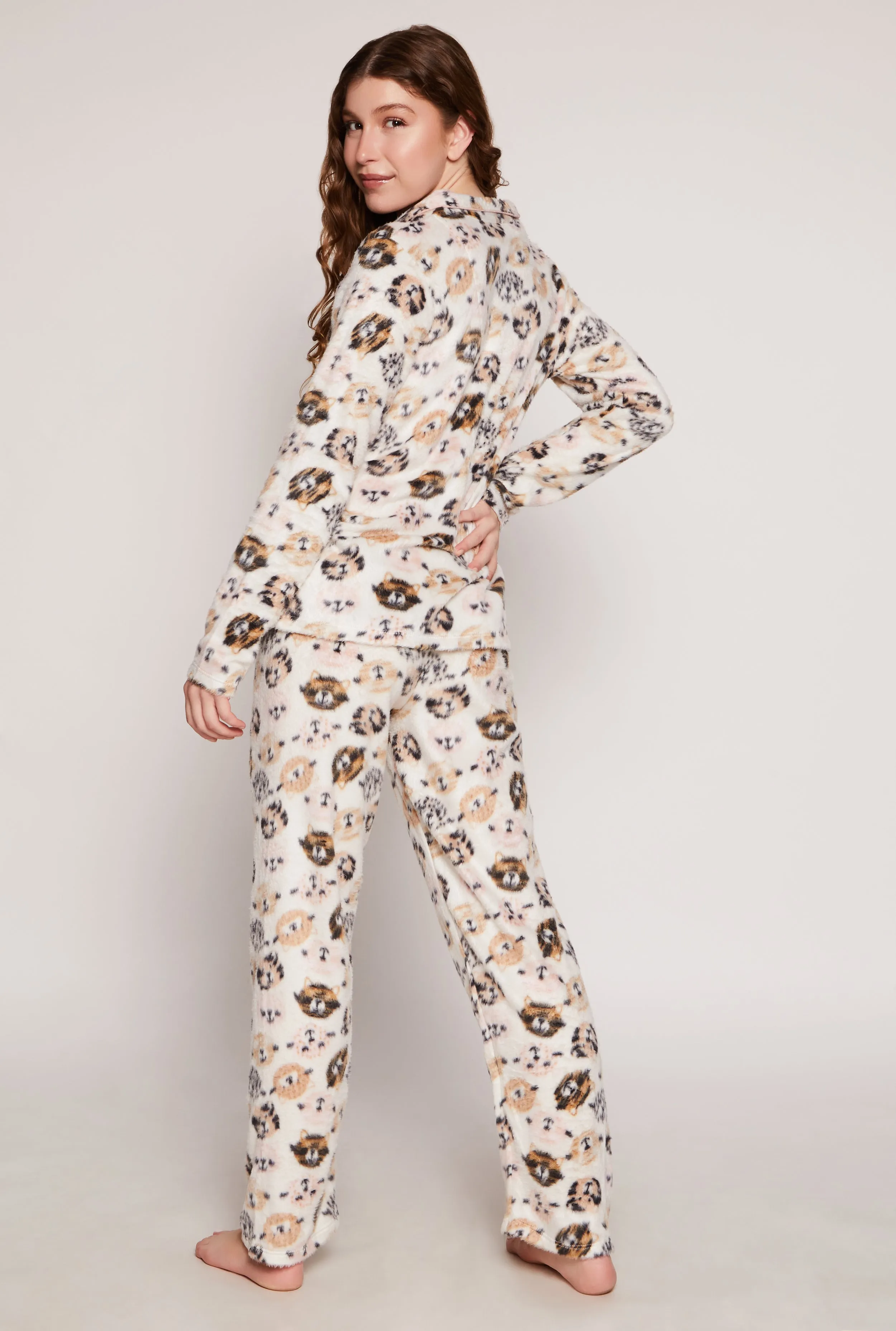 Cat Print Pajama Shirt and Pants Set sold by Rainbow product image thumbnail 2