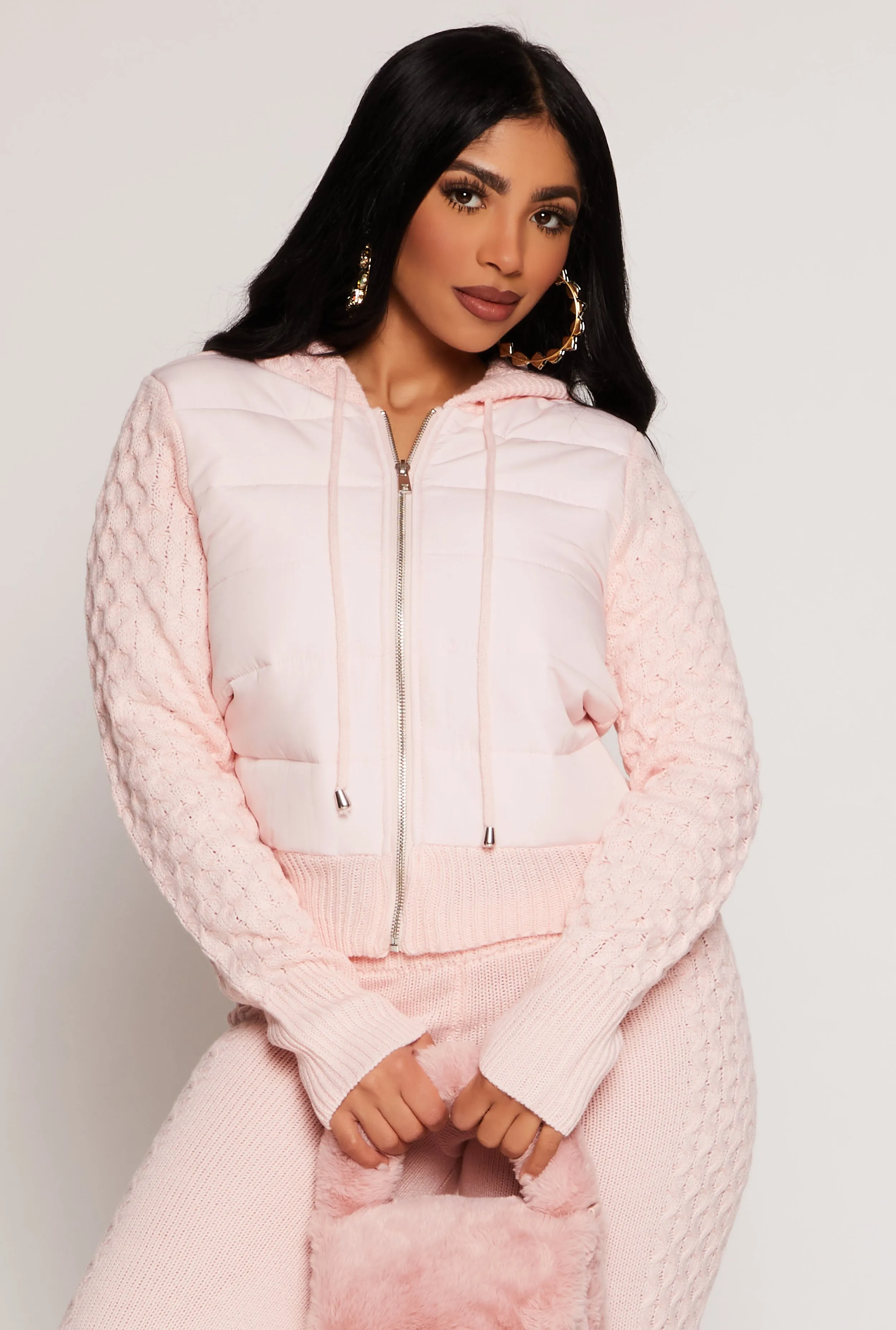 Almost Famous Cable Knit Hooded Sweater sold by Rainbow