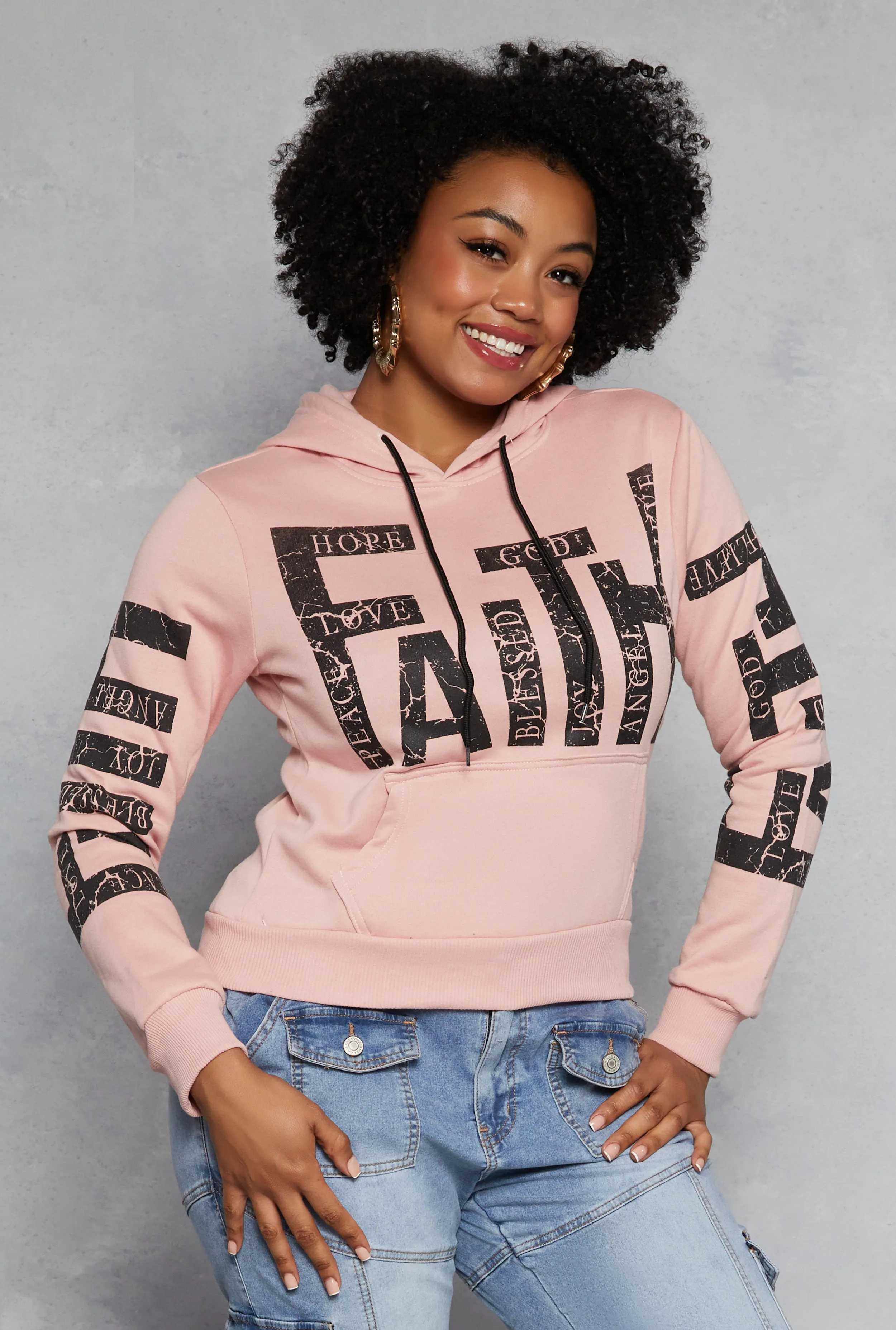 Plus Size Faith Graphic Hooded Sweatshirt sold by Rainbow