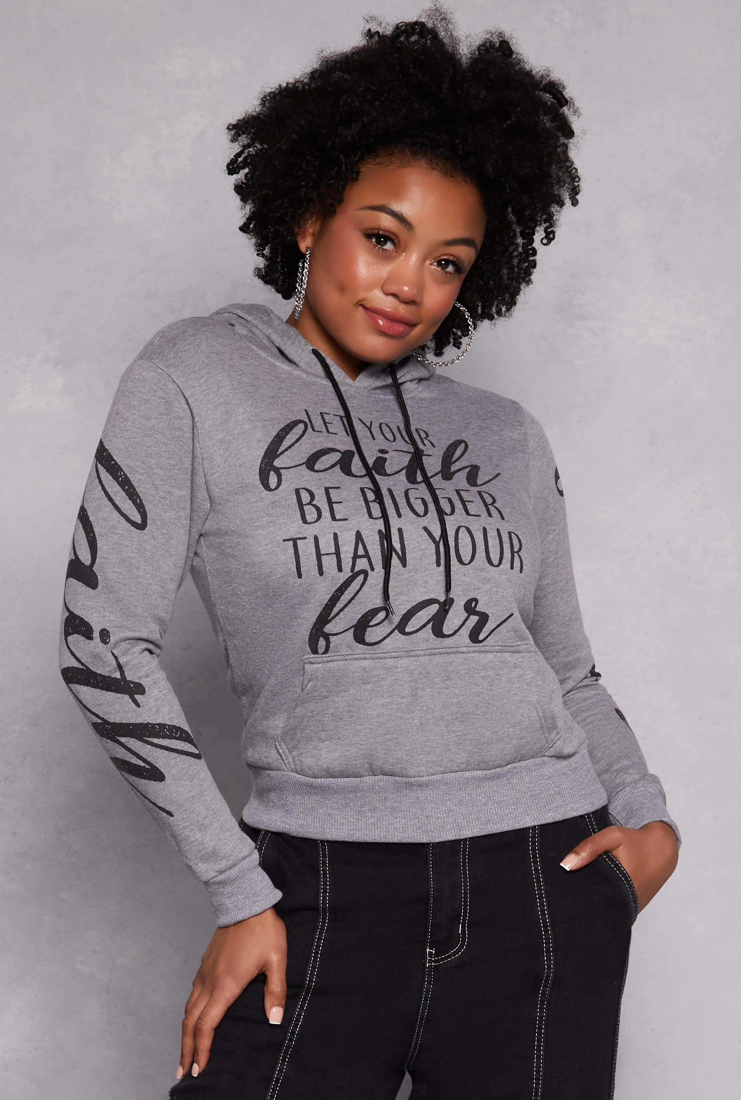 Plus Size Faith Over Fear Hooded Sweatshirt sold by Rainbow