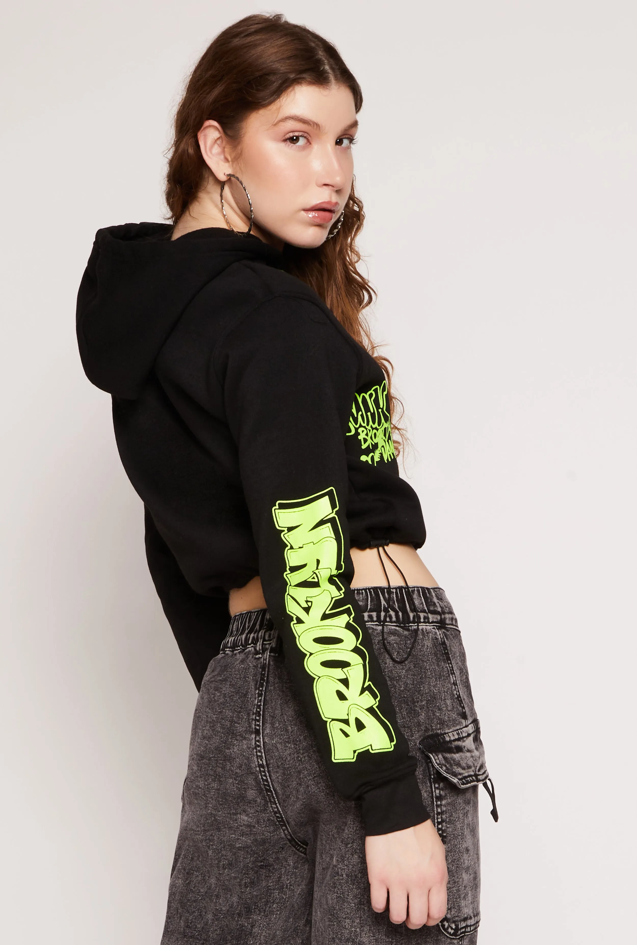 Toggle Drawstring Hem Graphic Print Hoodie sold by Rainbow product image thumbnail 3