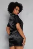 Plus Size Satin Heart Print Pajama Shirt and Shorts sold by Rainbow