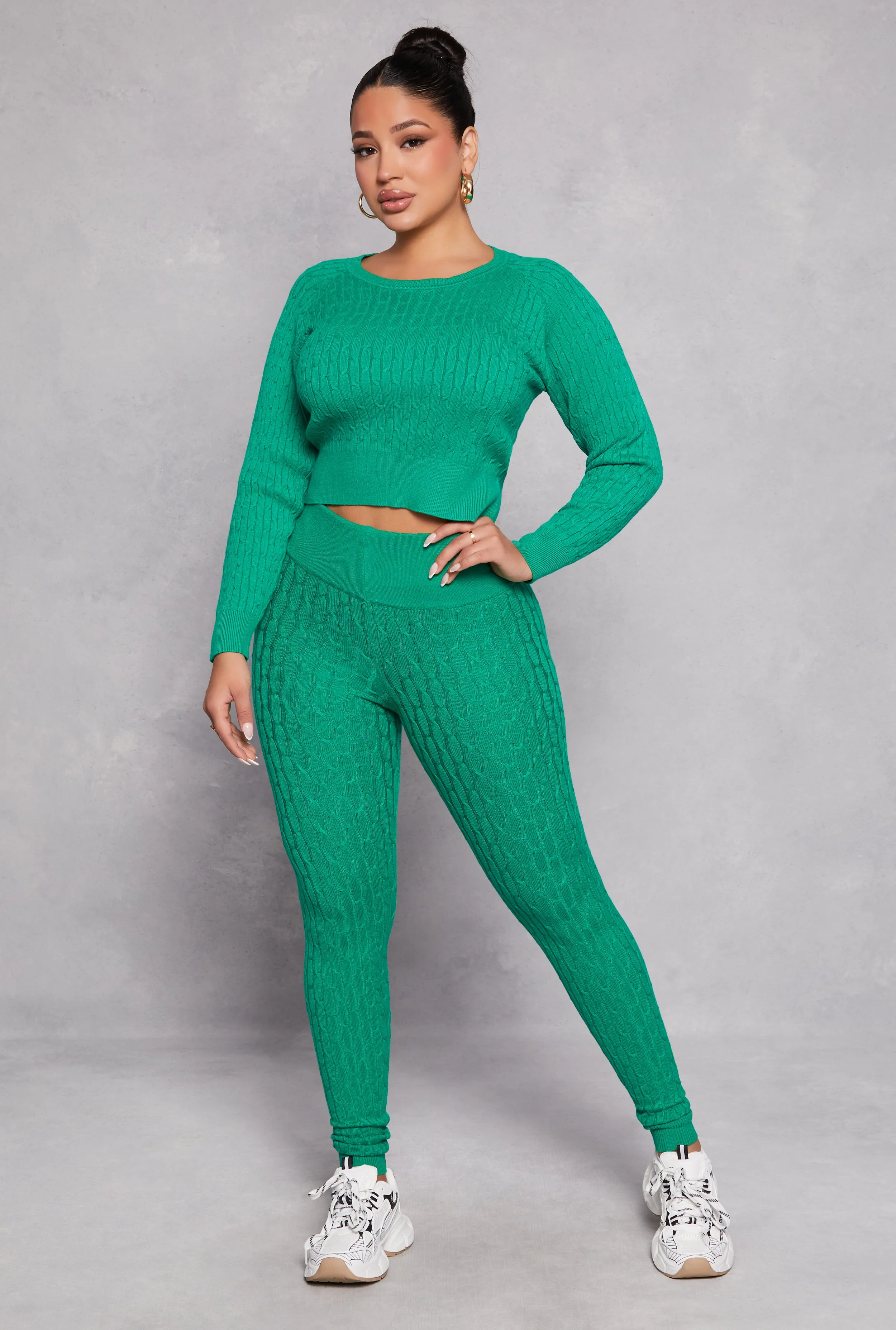 Daisy Cable Knit High Waist Leggings sold by Rainbow