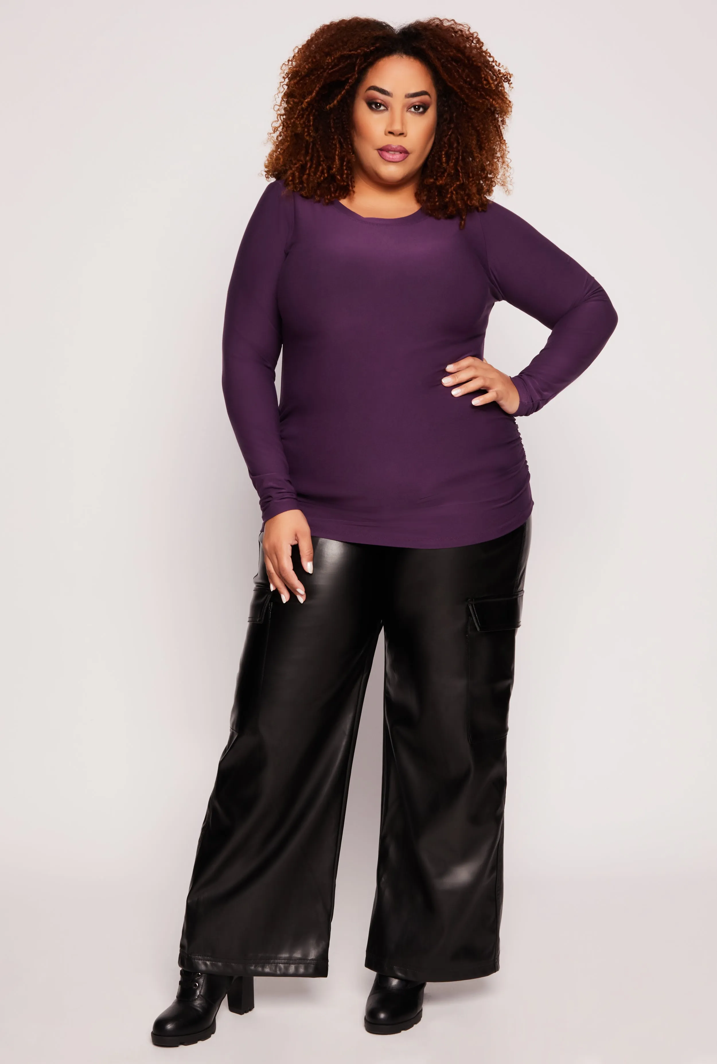Plus Size Ruched Side Long Sleeve Top sold by Rainbow product image thumbnail 2