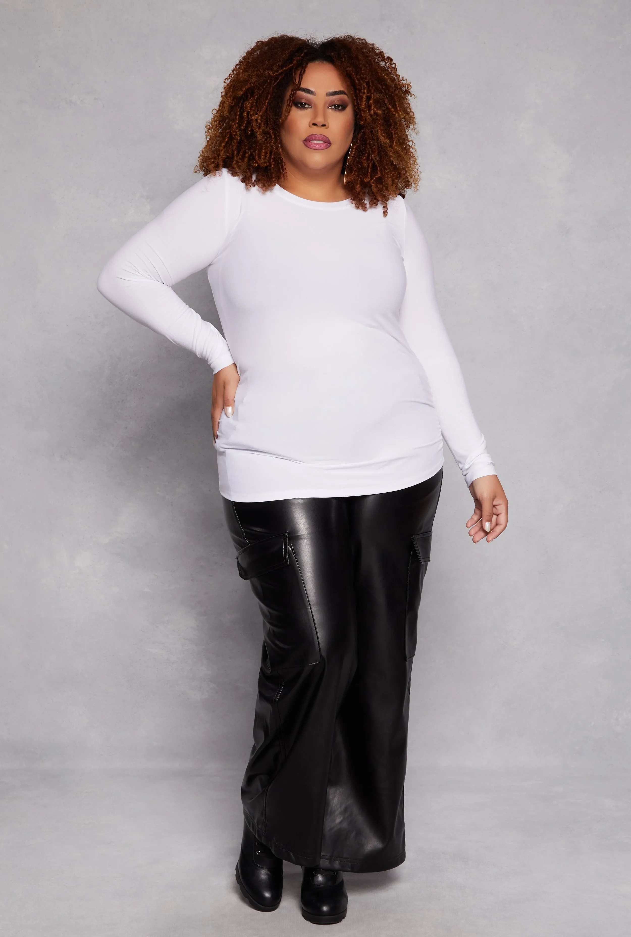 Plus Size Ruched Side Long Sleeve Top sold by Rainbow product image thumbnail 2