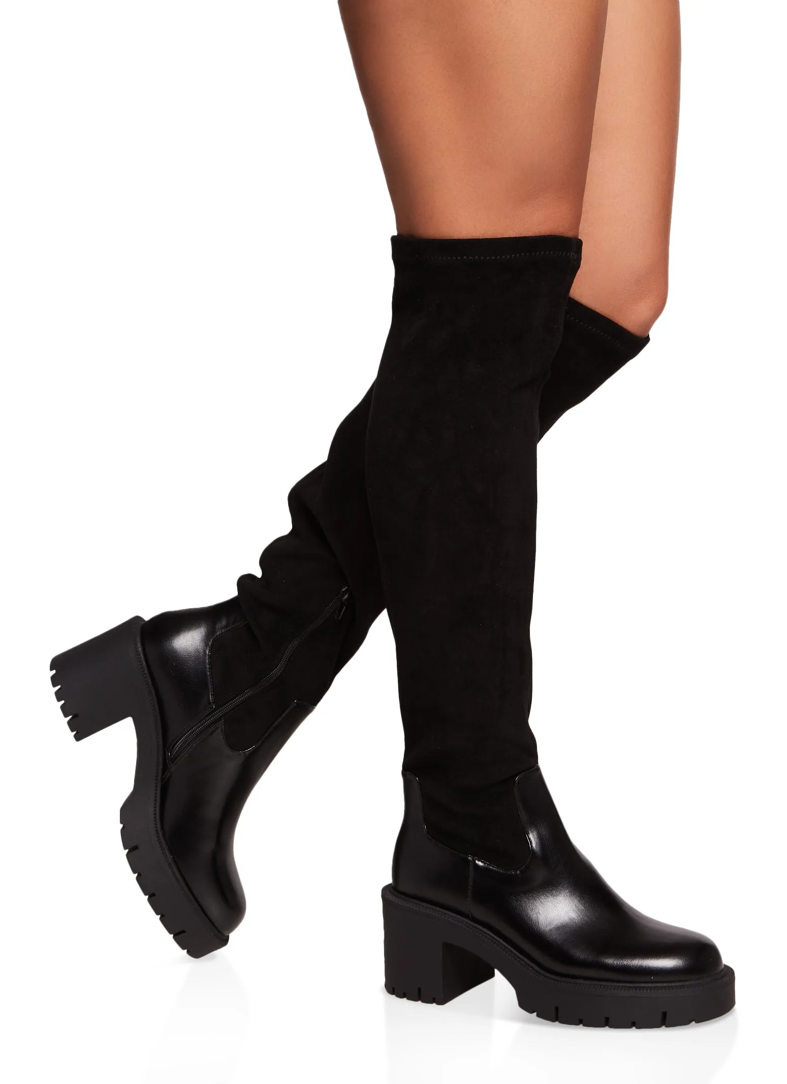 Mid Heel Platform Over the Knee Boots sold by Rainbow