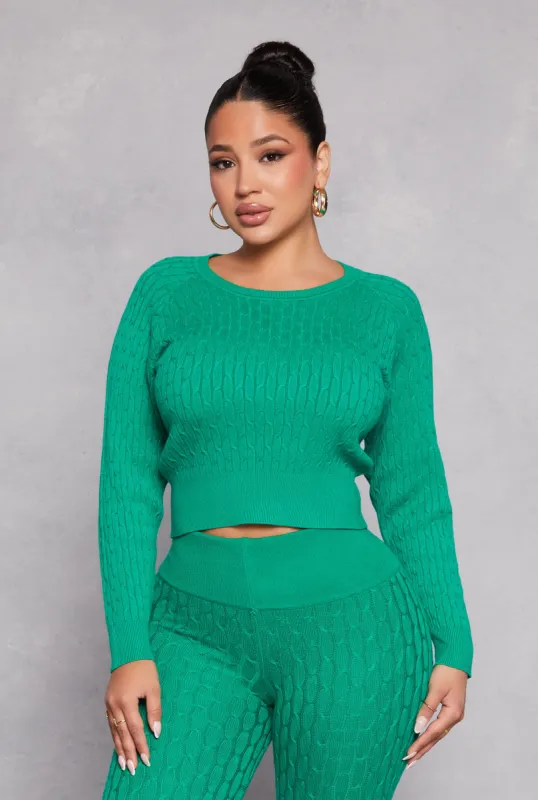 Daisy Cable Knit Cropped Sweater sold by Rainbow