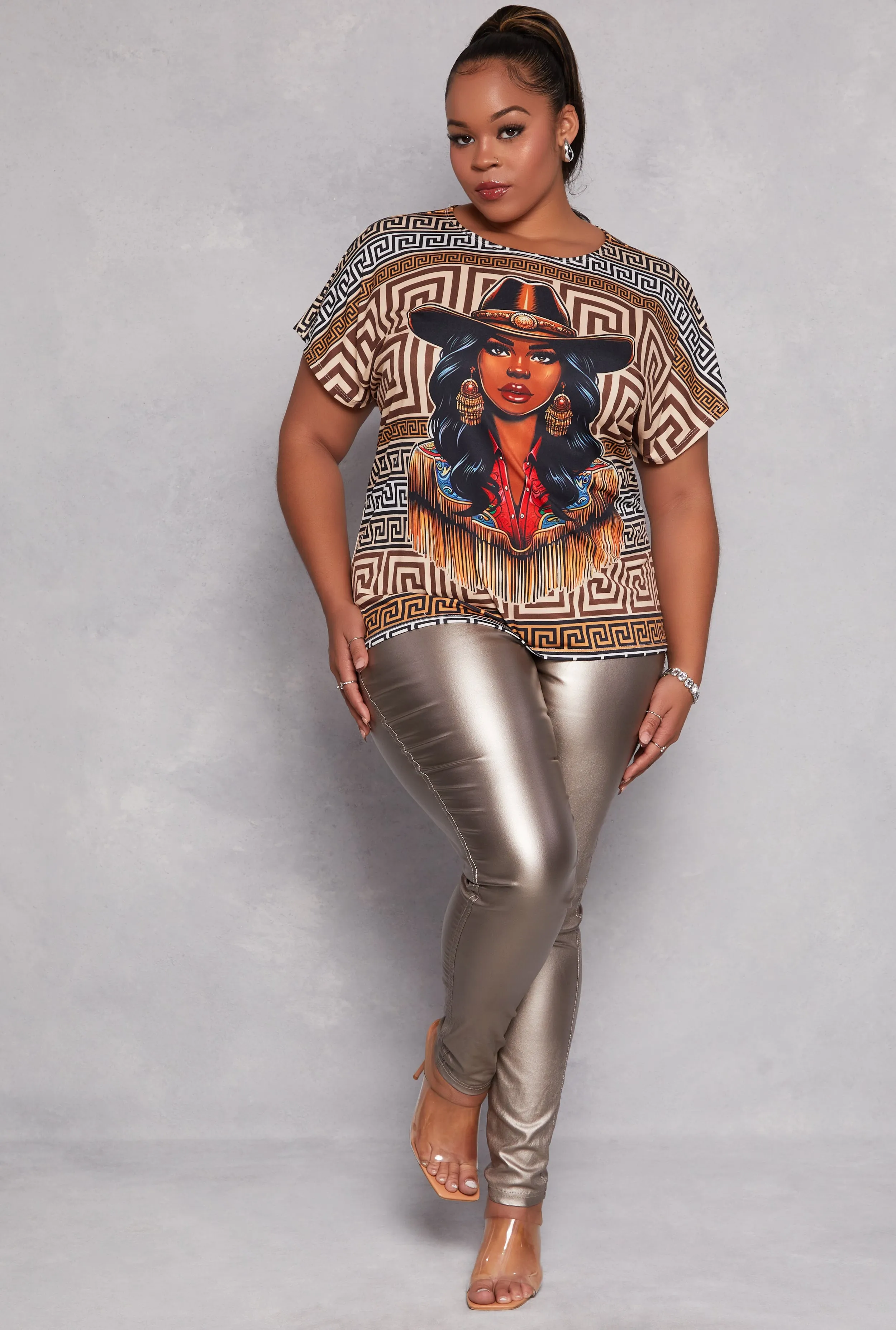 Plus Size Greek Key Cowgirl Graphic Tee sold by Rainbow product image thumbnail 2