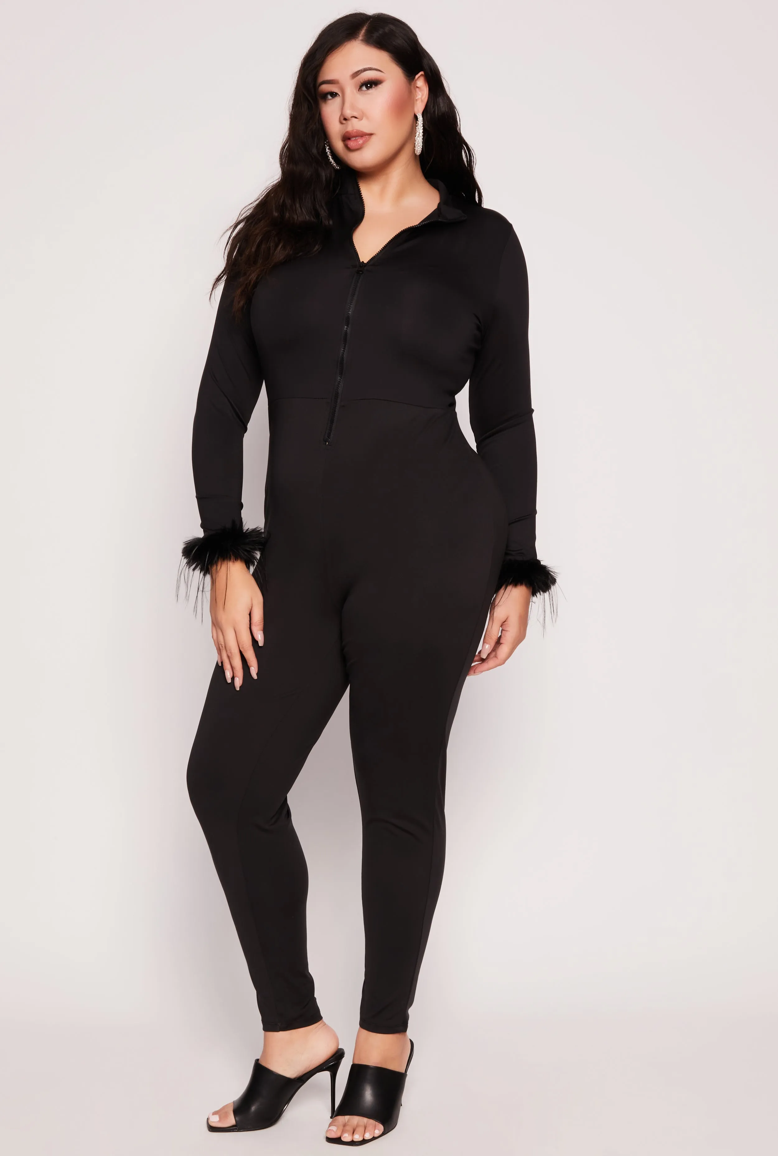 Plus Size Faux Fur Cuff Catsuit sold by Rainbow product image thumbnail 2