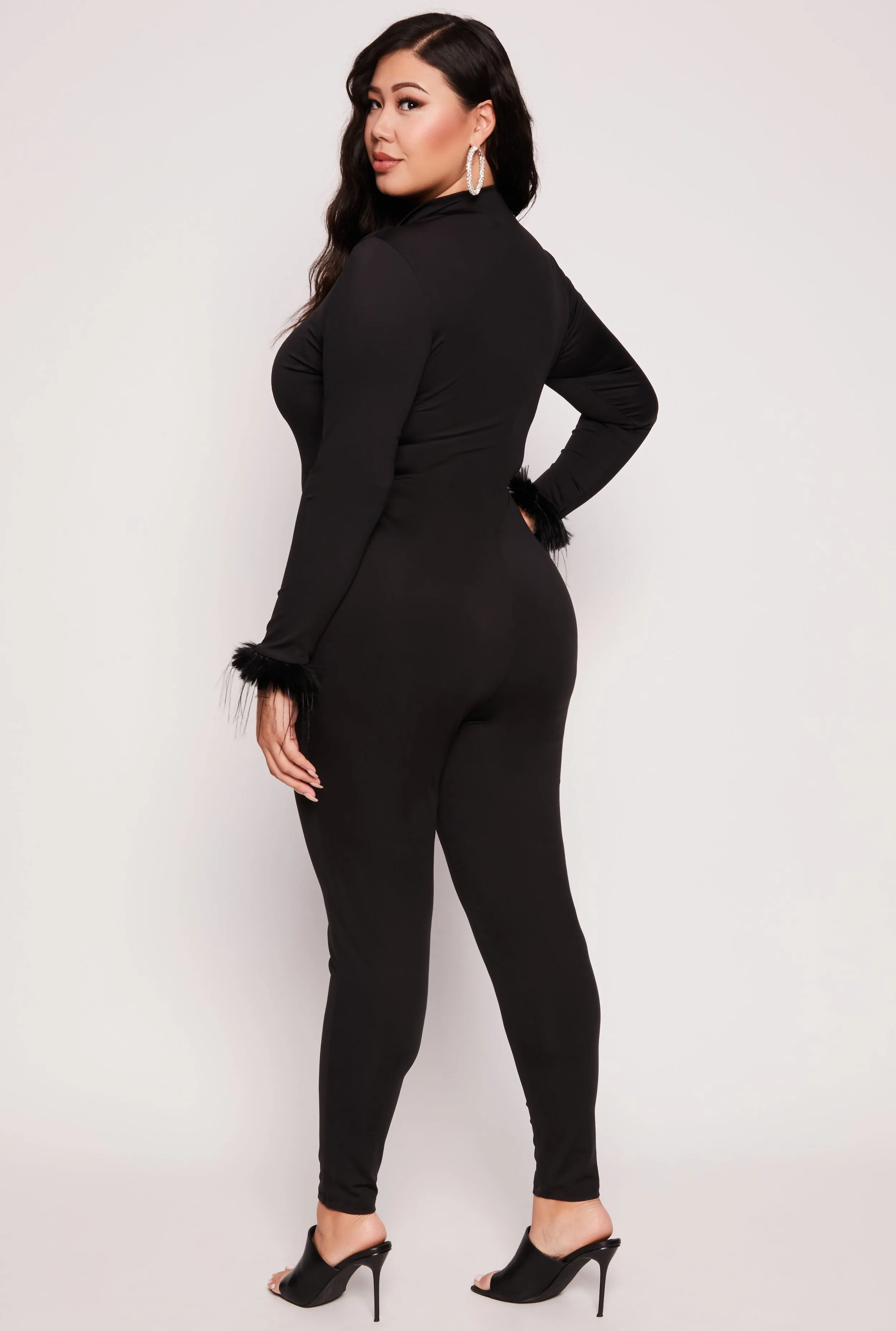 Plus Size Faux Fur Cuff Catsuit sold by Rainbow product image thumbnail 3
