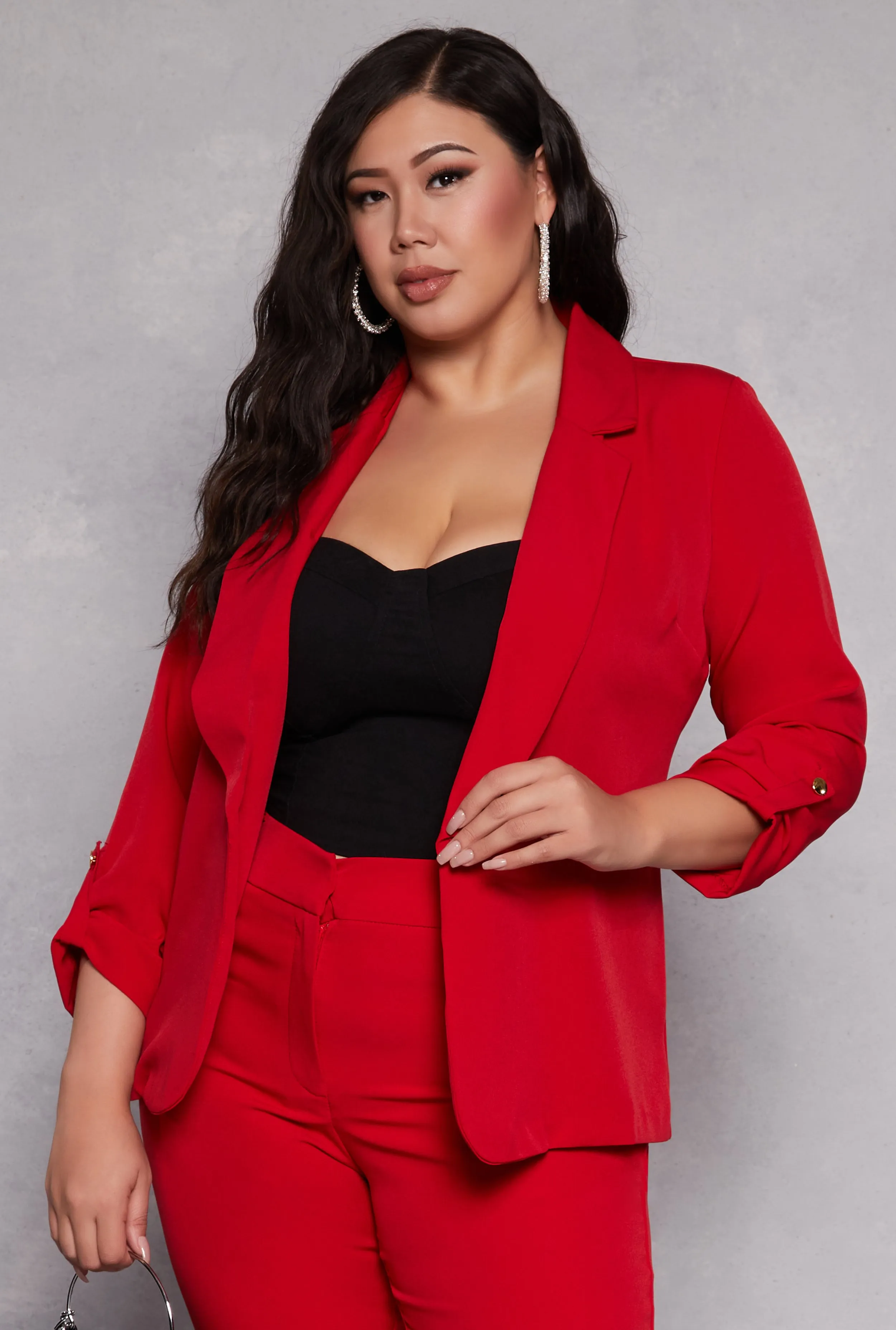 Plus Size Tabbed Long Sleeve Blazer sold by Rainbow
