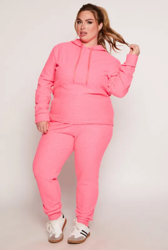 Plus Size Leopard Textured Knit Joggers sold by Rainbow