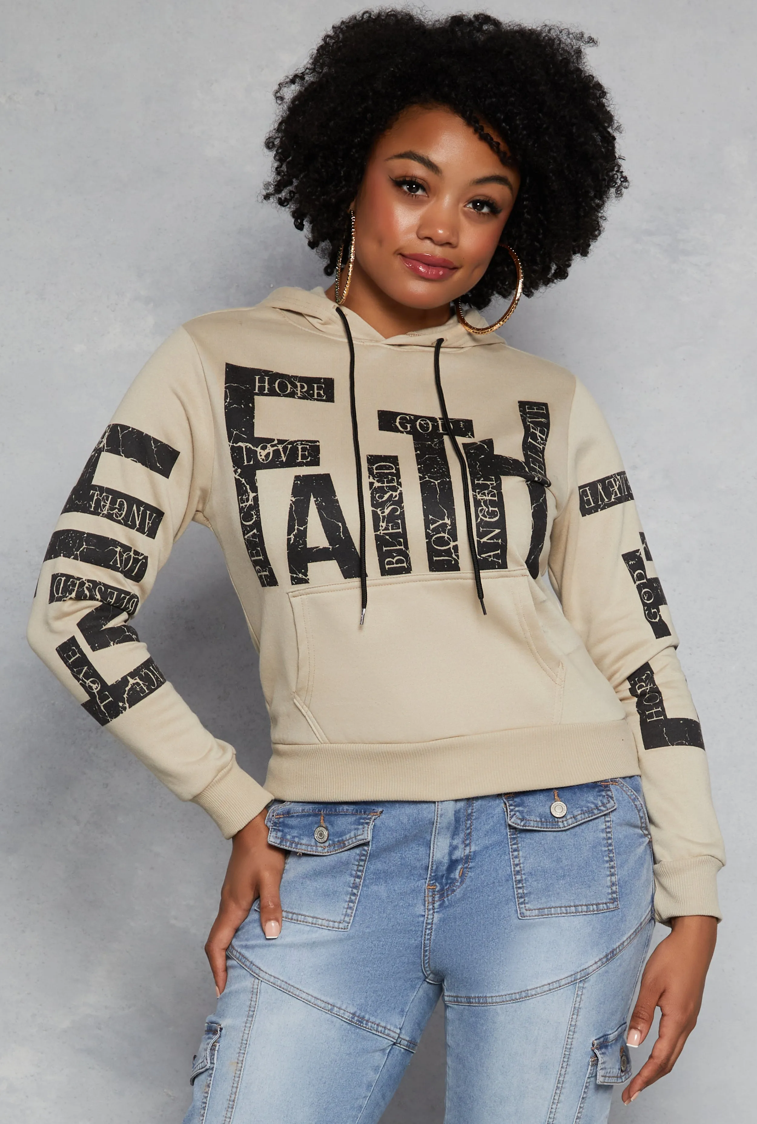 Plus Size Faith Graphic Hooded Sweatshirt sold by Rainbow