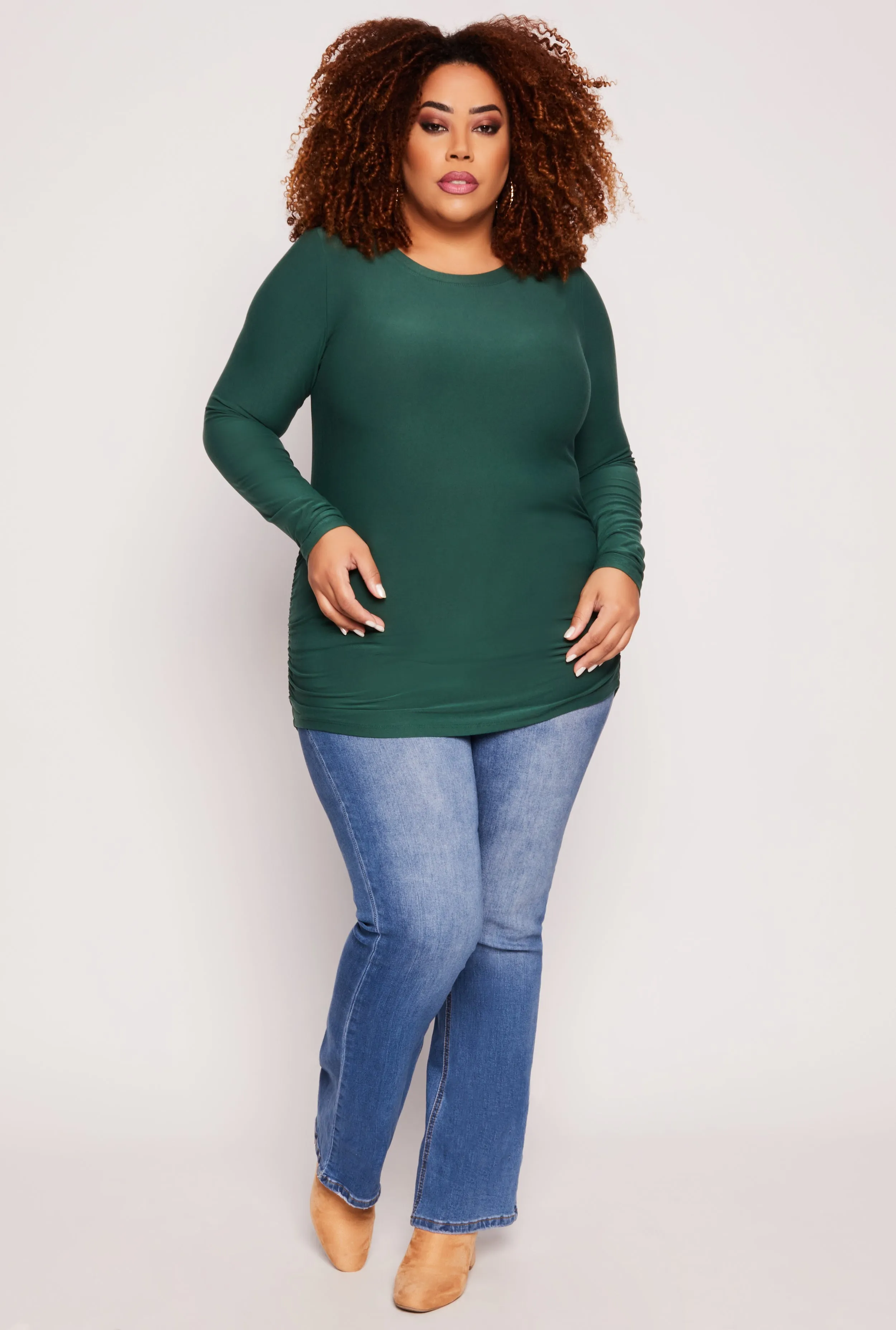 Plus Size Ruched Side Long Sleeve Top sold by Rainbow product image thumbnail 2