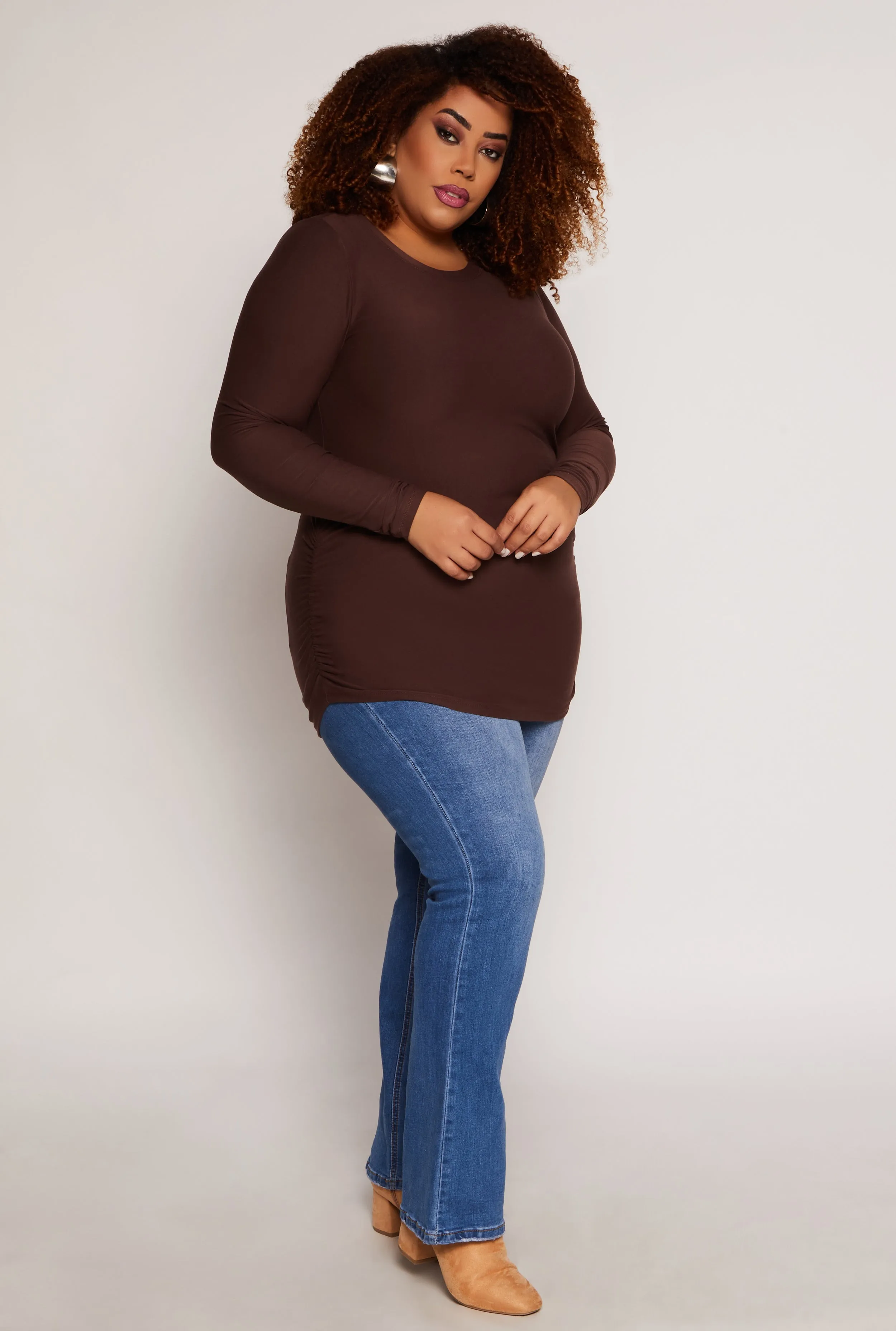 Plus Size Ruched Side Long Sleeve Top sold by Rainbow product image thumbnail 2