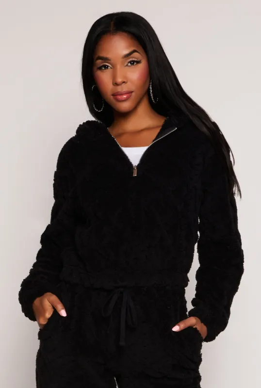 Almost Famous Faux Fur Half Zip Hoodie sold by Rainbow