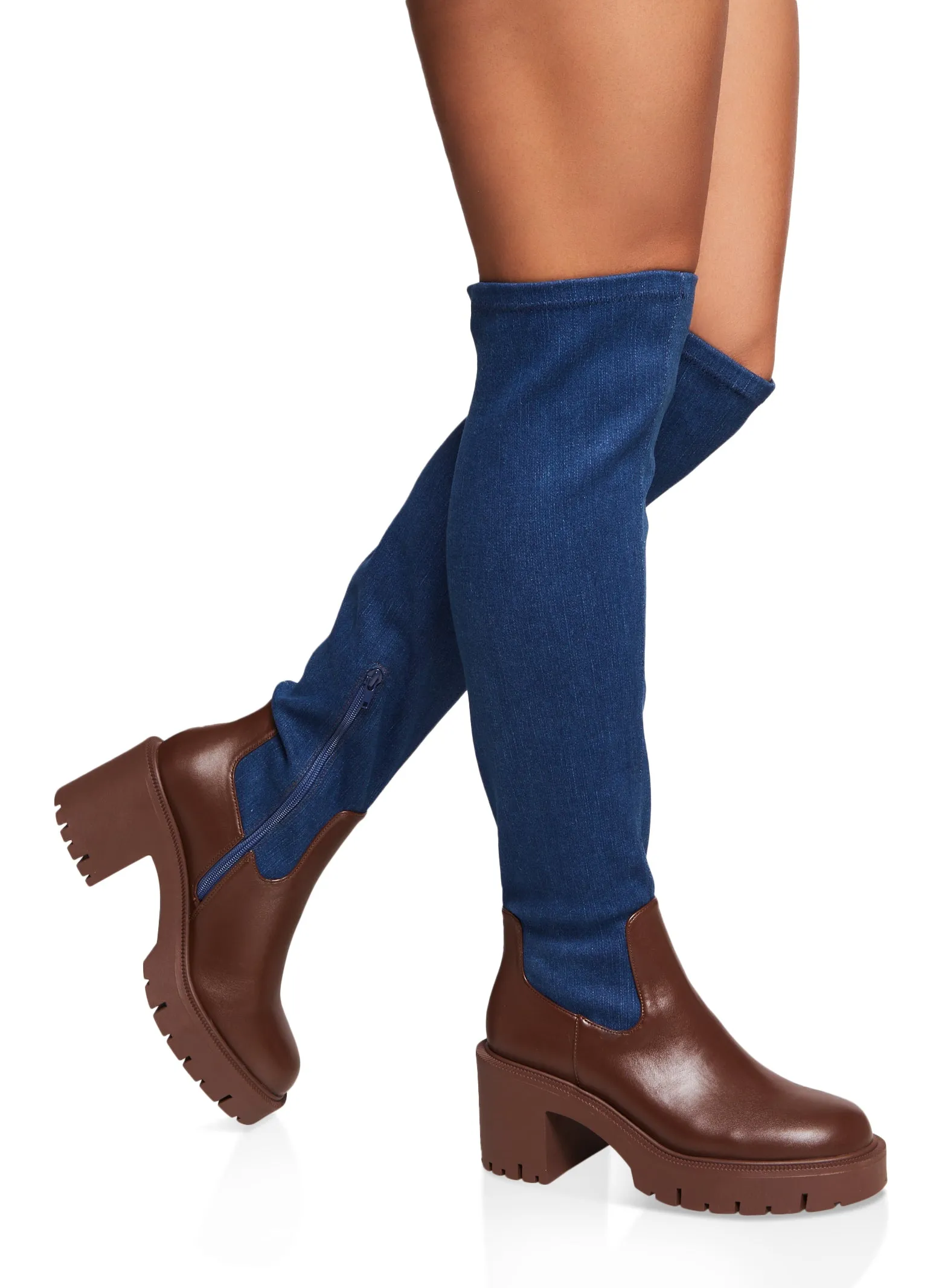 Mid Heel Platform Over the Knee Boots sold by Rainbow