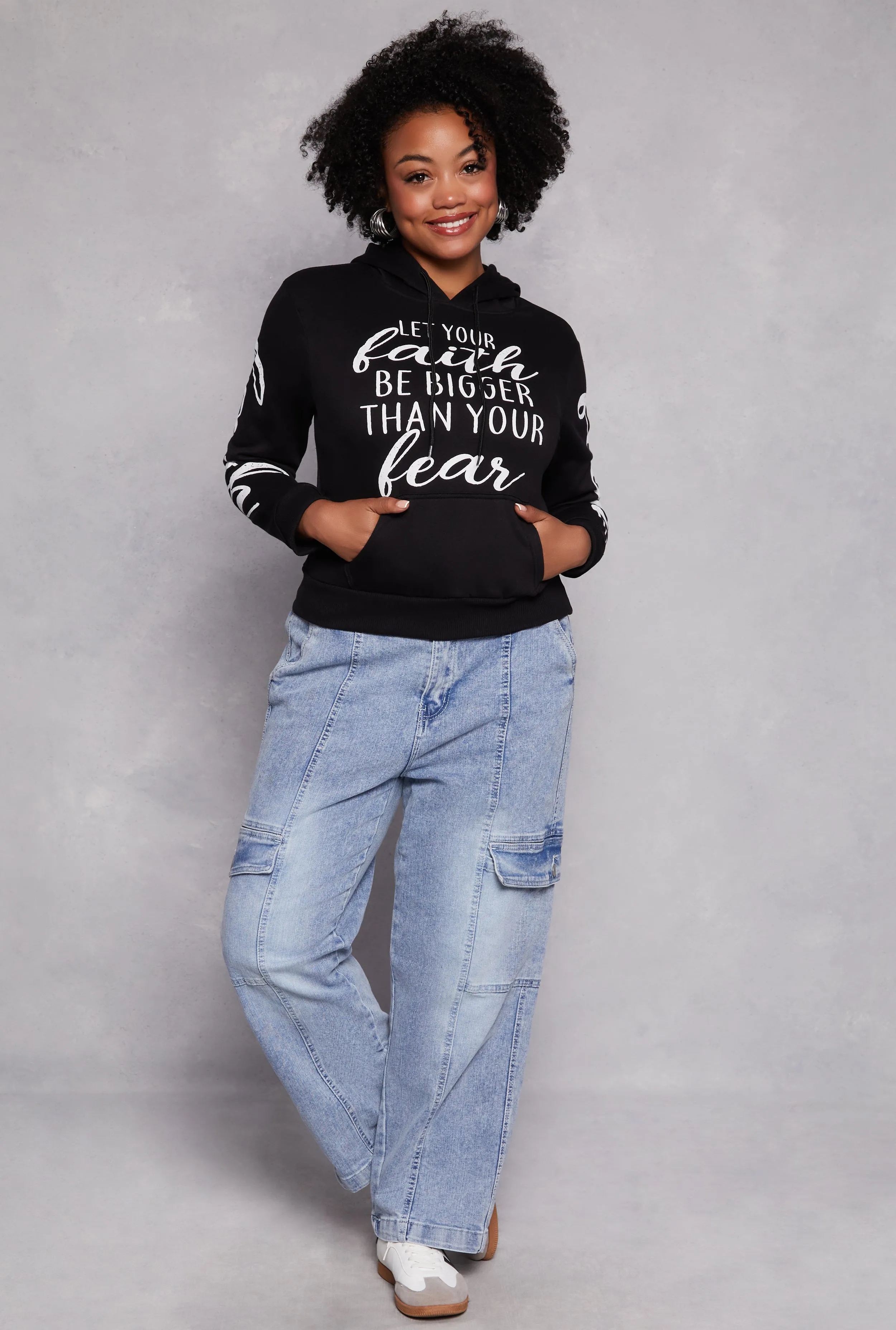 Plus Size Faith Over Fear Hooded Sweatshirt sold by Rainbow product image thumbnail 2