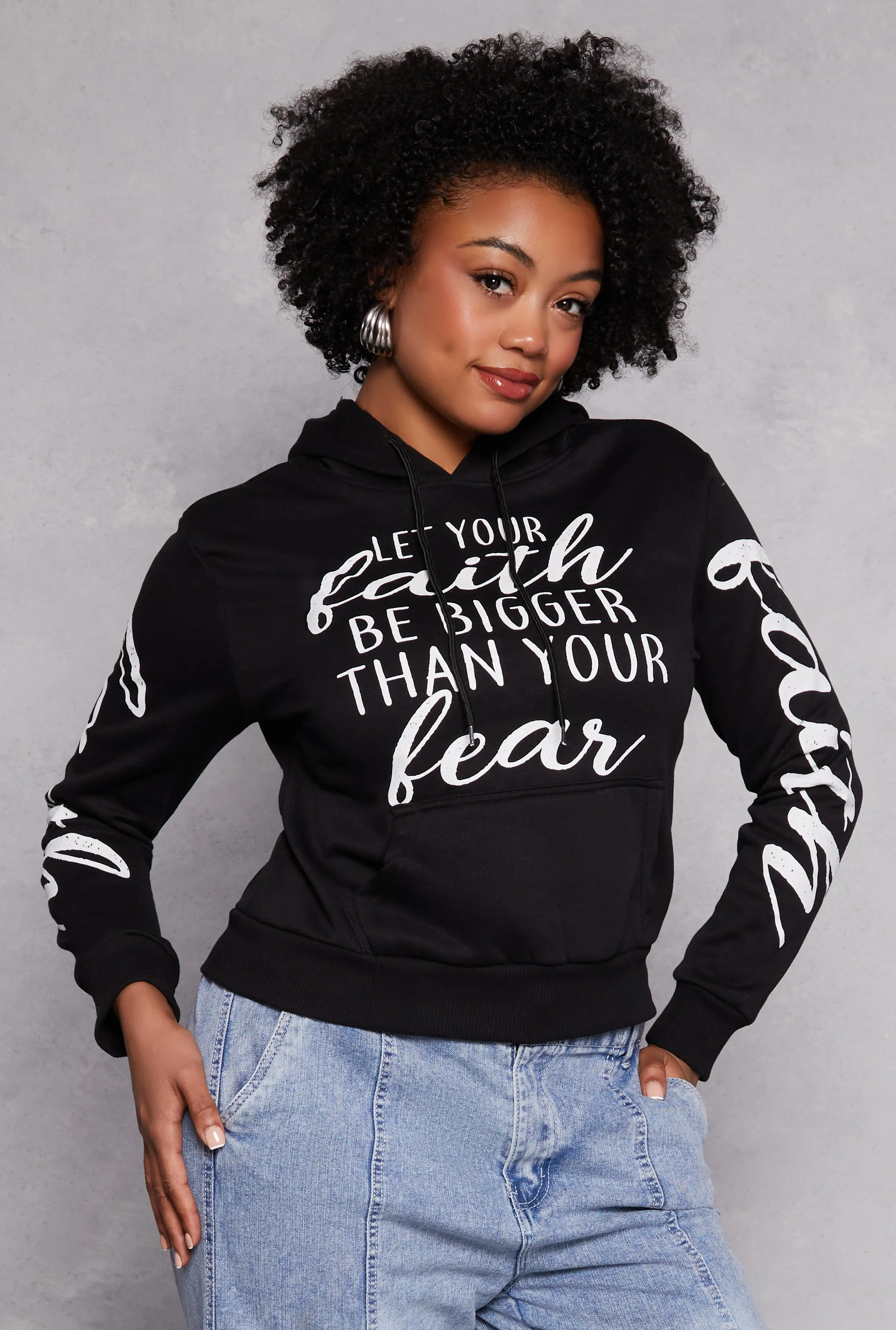 Plus Size Faith Over Fear Hooded Sweatshirt sold by Rainbow