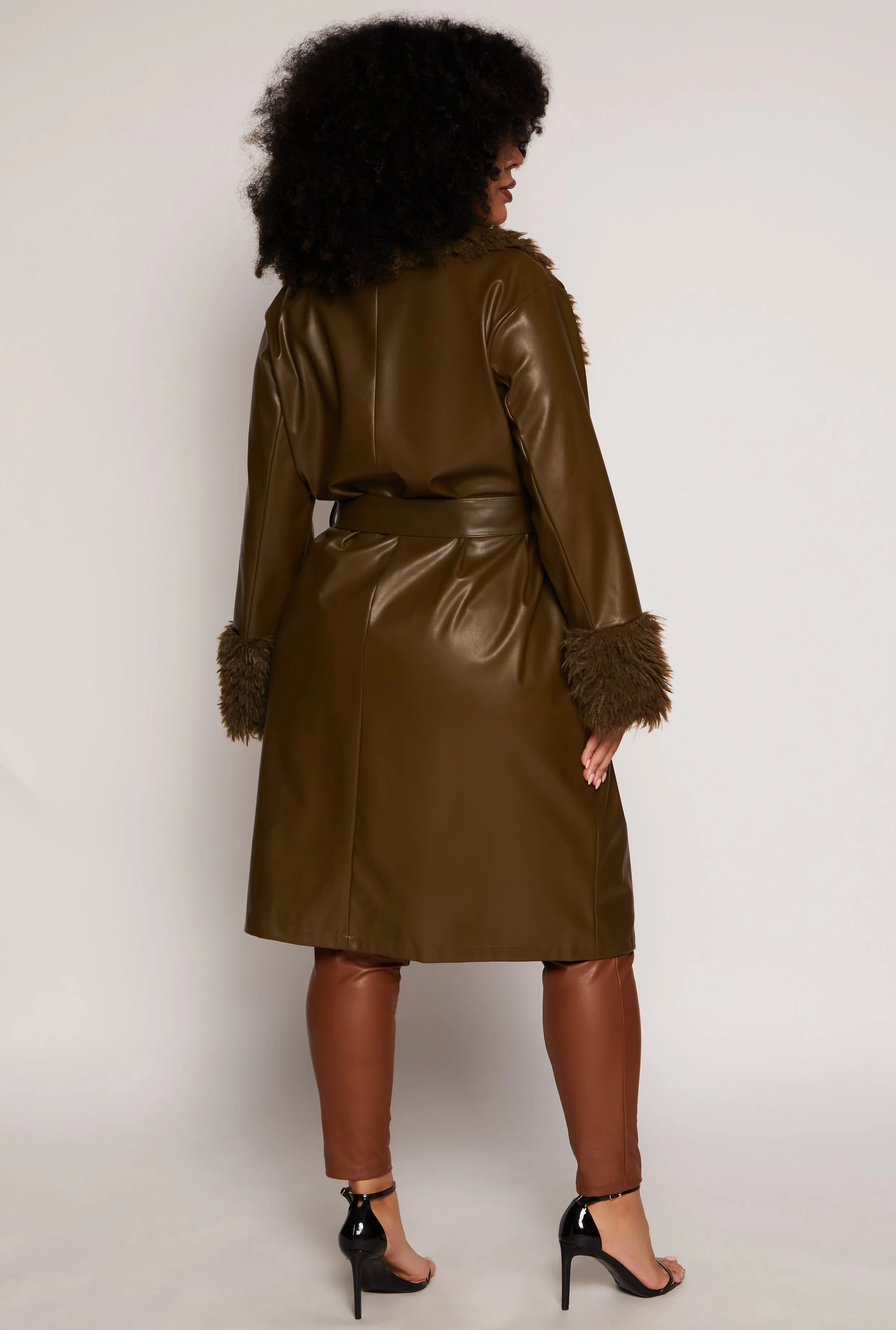 Plus Size Faux Leather Trench Coat sold by Rainbow product image thumbnail 3