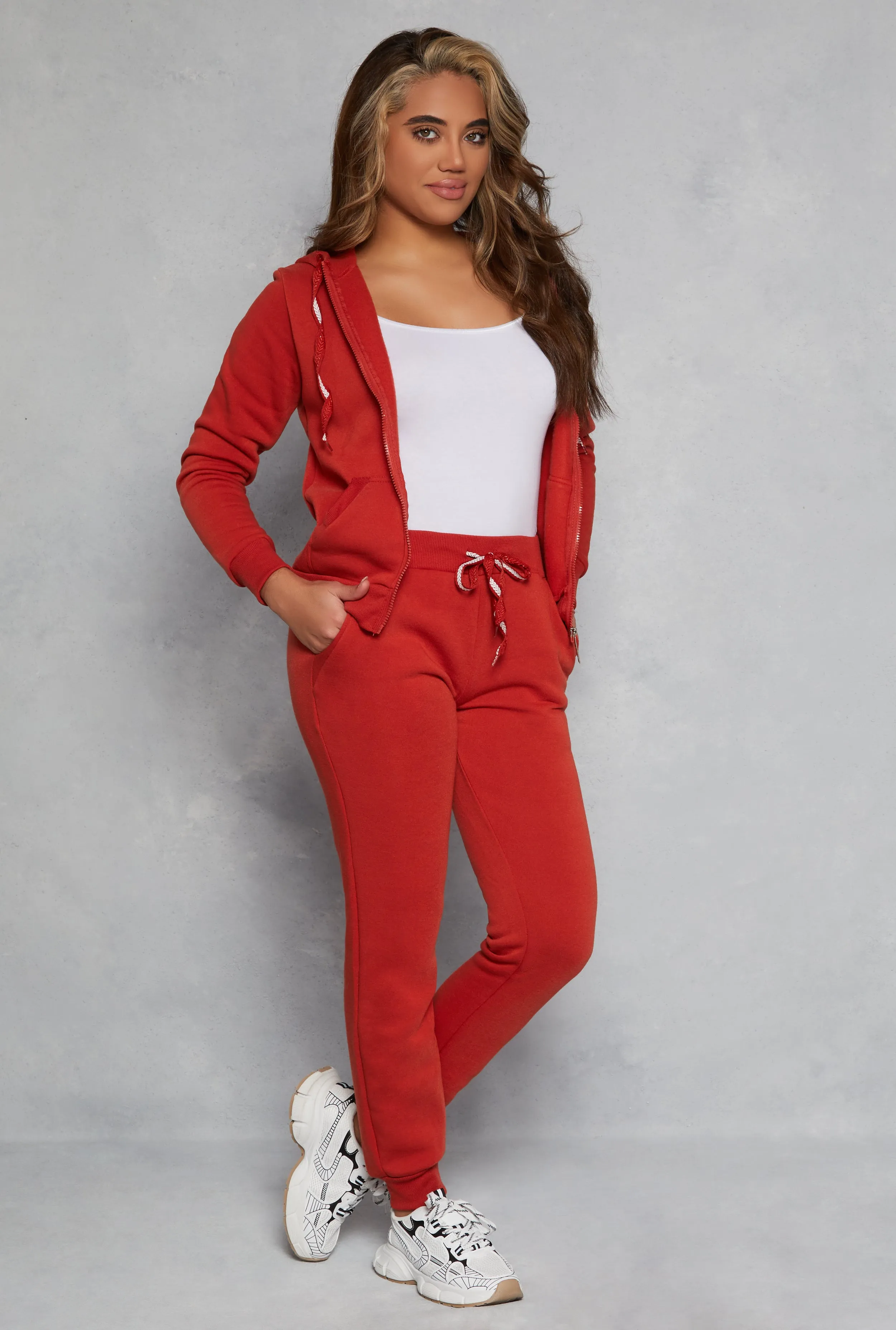 Fleece High Waist Drawstring Joggers sold by Rainbow