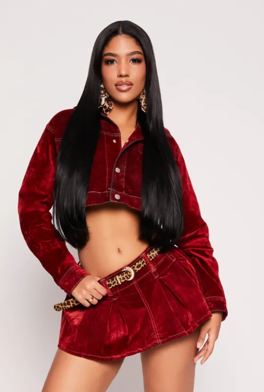 Almost Famous Velvet Flocked Denim Jacket sold by Rainbow