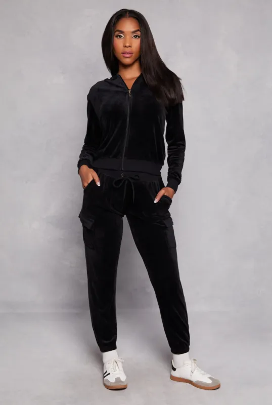 Velour Drawstring Cargo Sweatpants sold by Rainbow