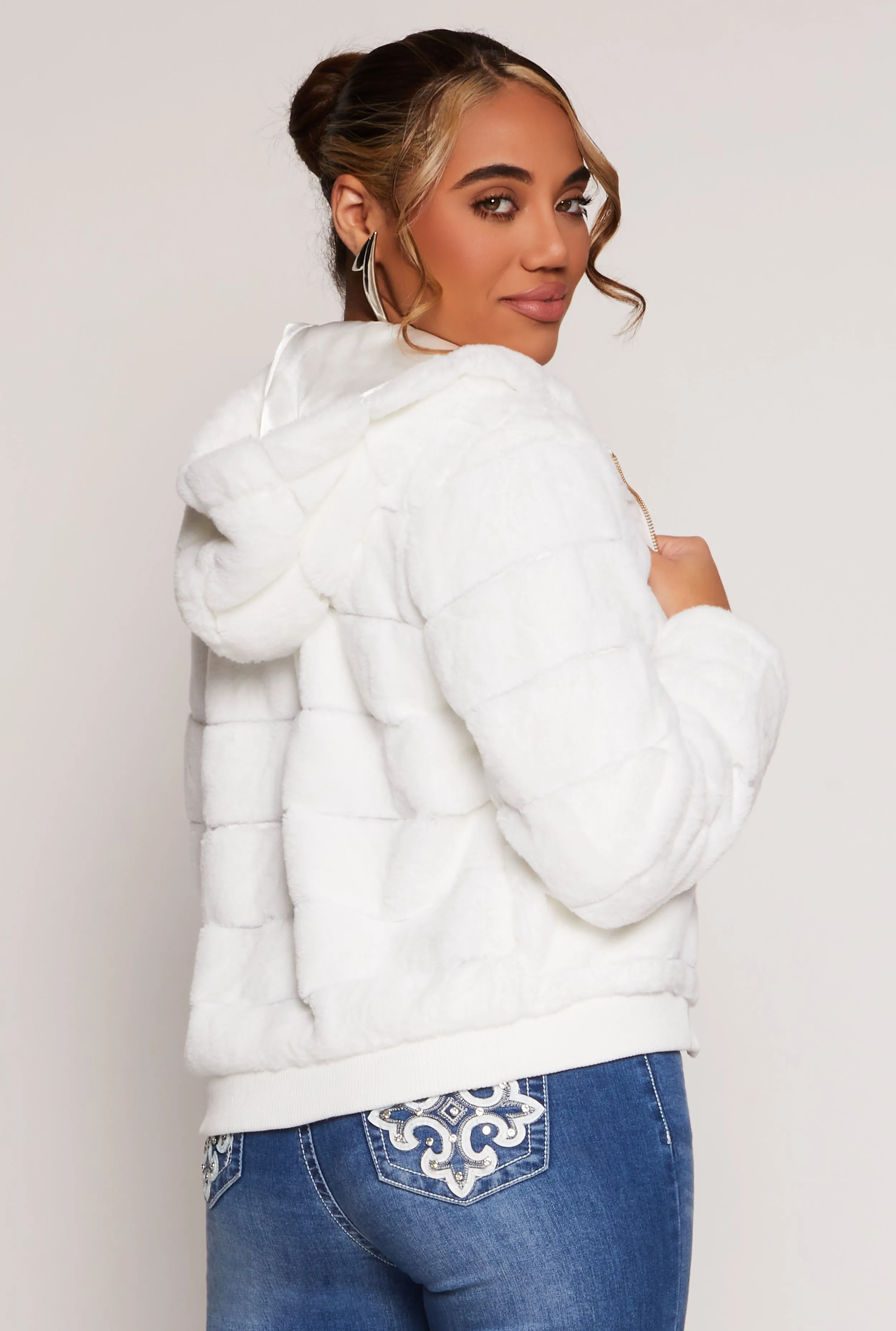 Satin Lined Faux Fur Hooded Jacket sold by Rainbow product image thumbnail 3