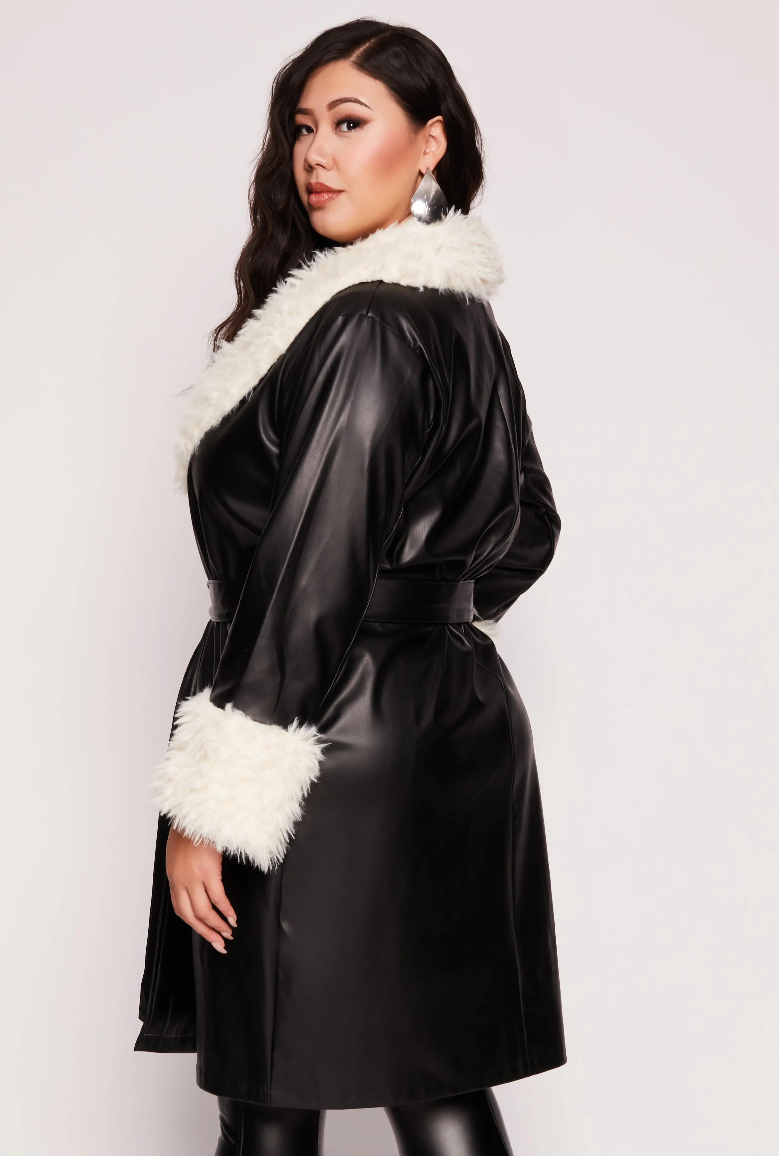 Plus Size Faux Leather Trench Coat sold by Rainbow product image thumbnail 3