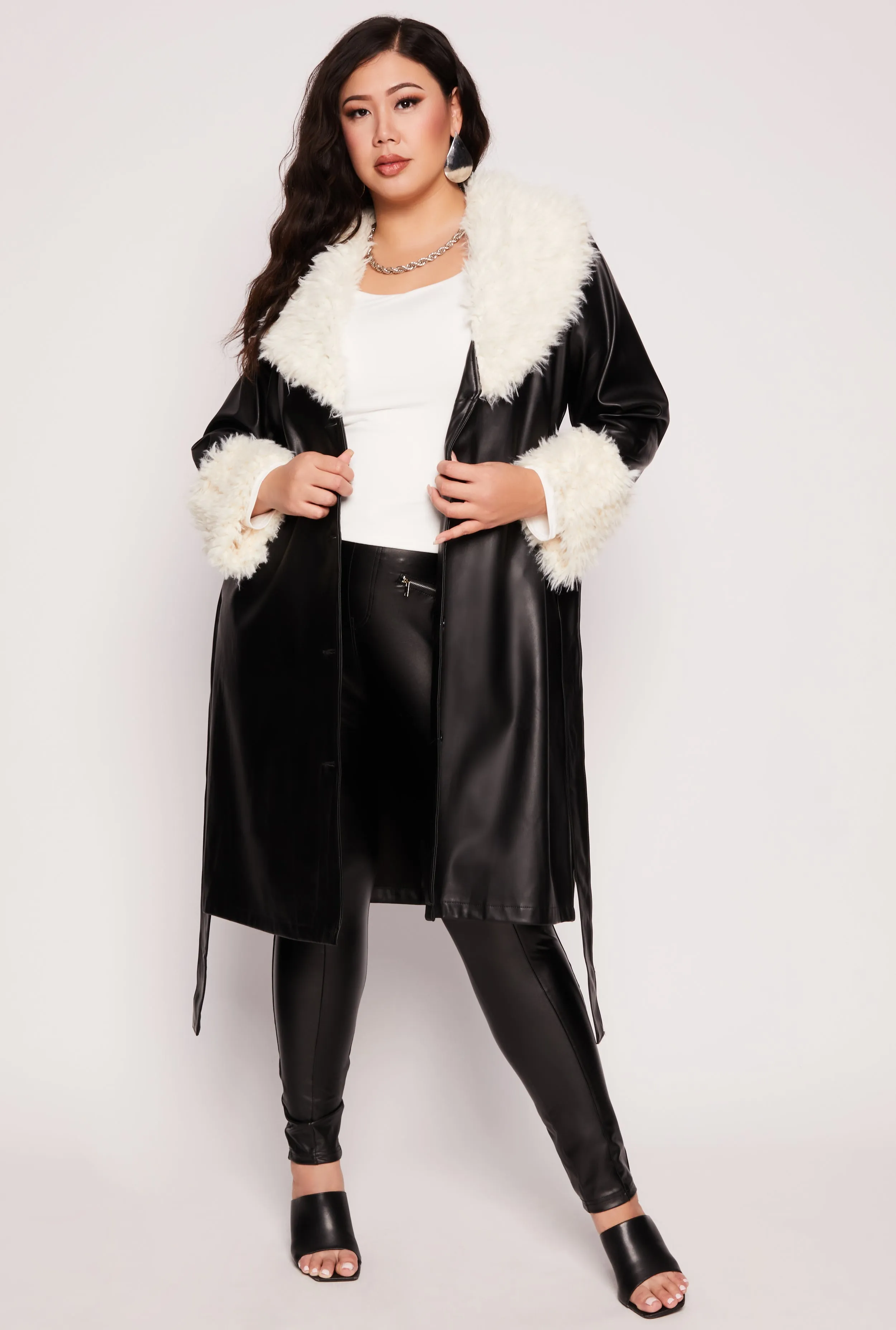 Plus Size Faux Leather Trench Coat sold by Rainbow product image thumbnail 2