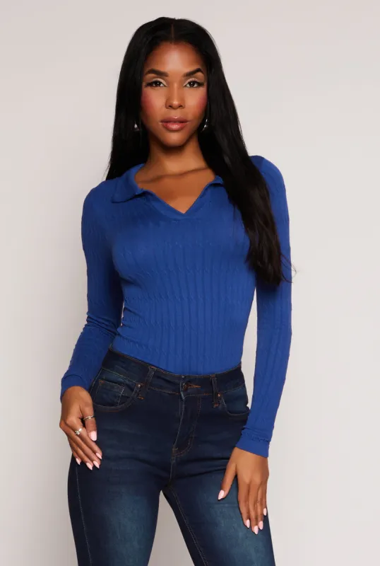 Johnny Collar Seamless Long Sleeve Top sold by Rainbow