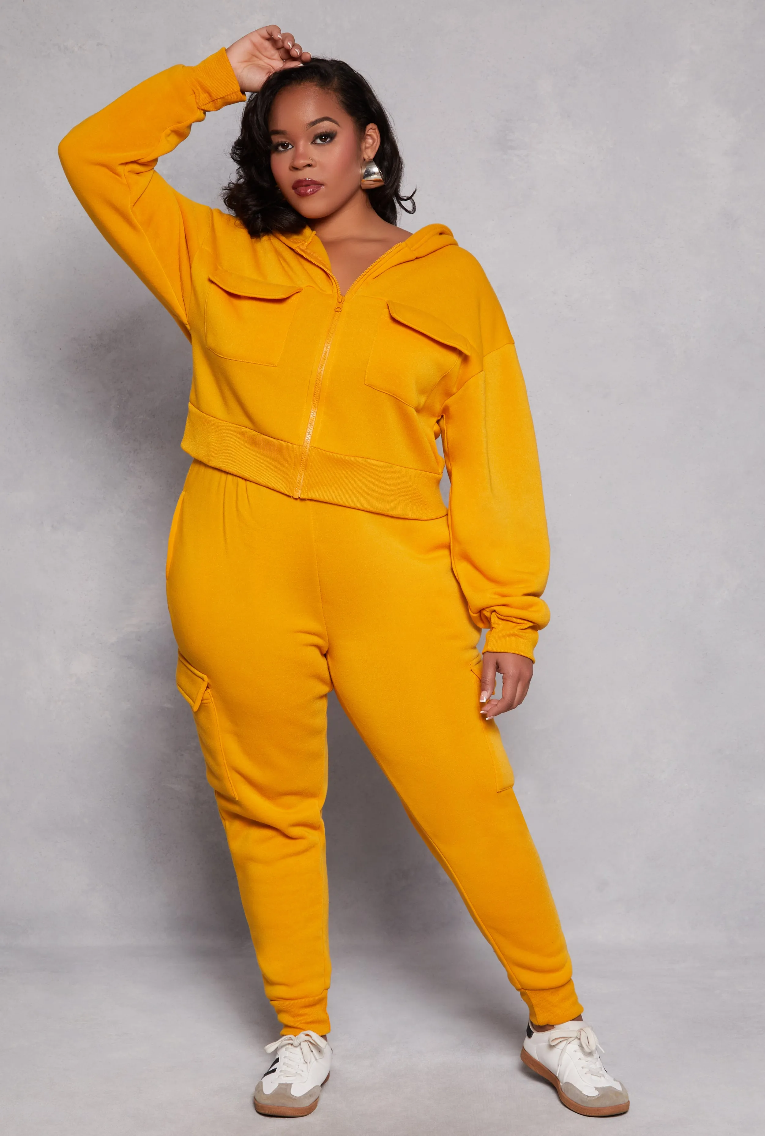 Plus Size Fleece Lined Cargo Hooded Sweatshirt sold by Rainbow product image thumbnail 2