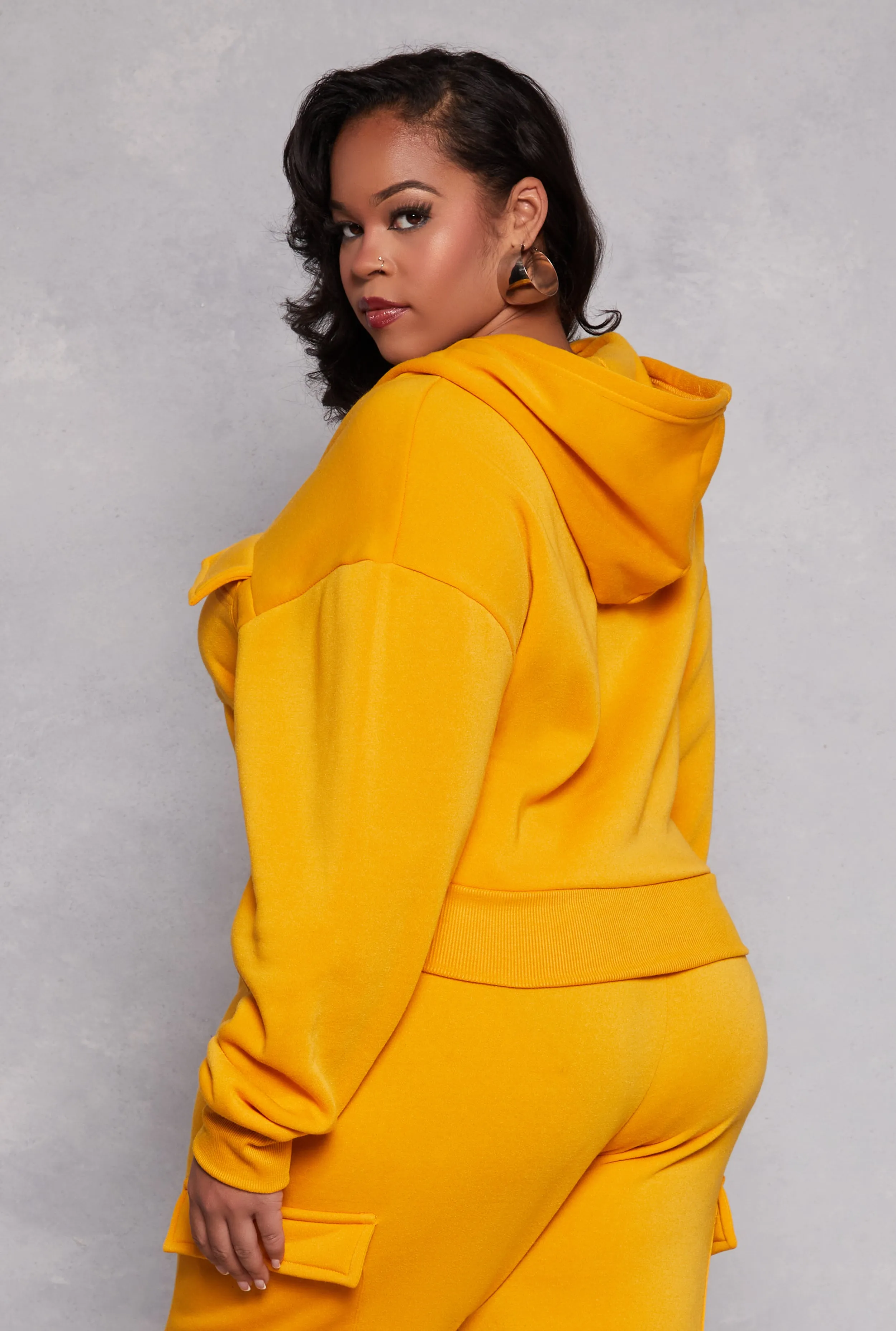 Plus Size Fleece Lined Cargo Hooded Sweatshirt sold by Rainbow product image thumbnail 3