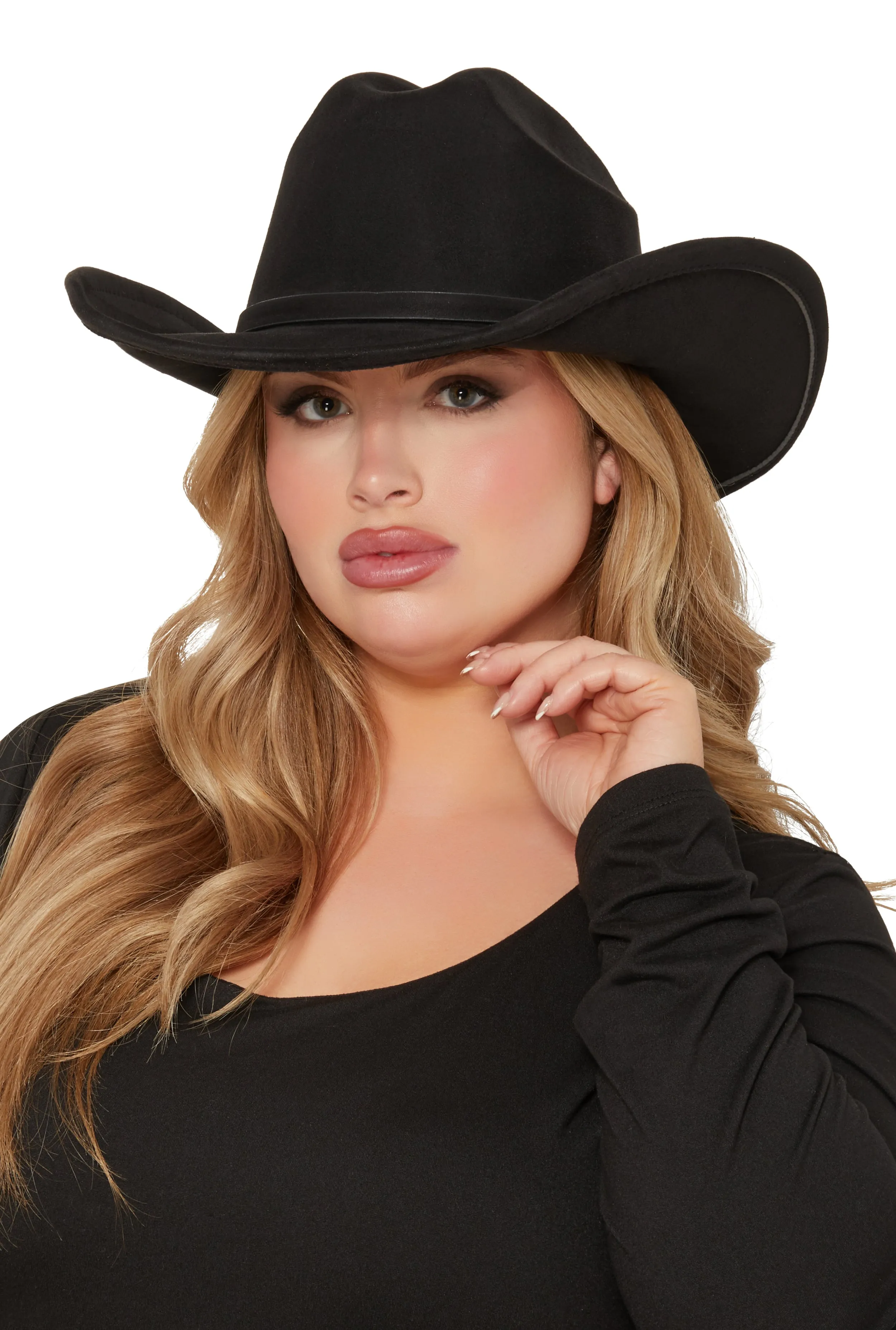 Rhinestone Buckle Faux Suede Cowboy Hat sold by Rainbow