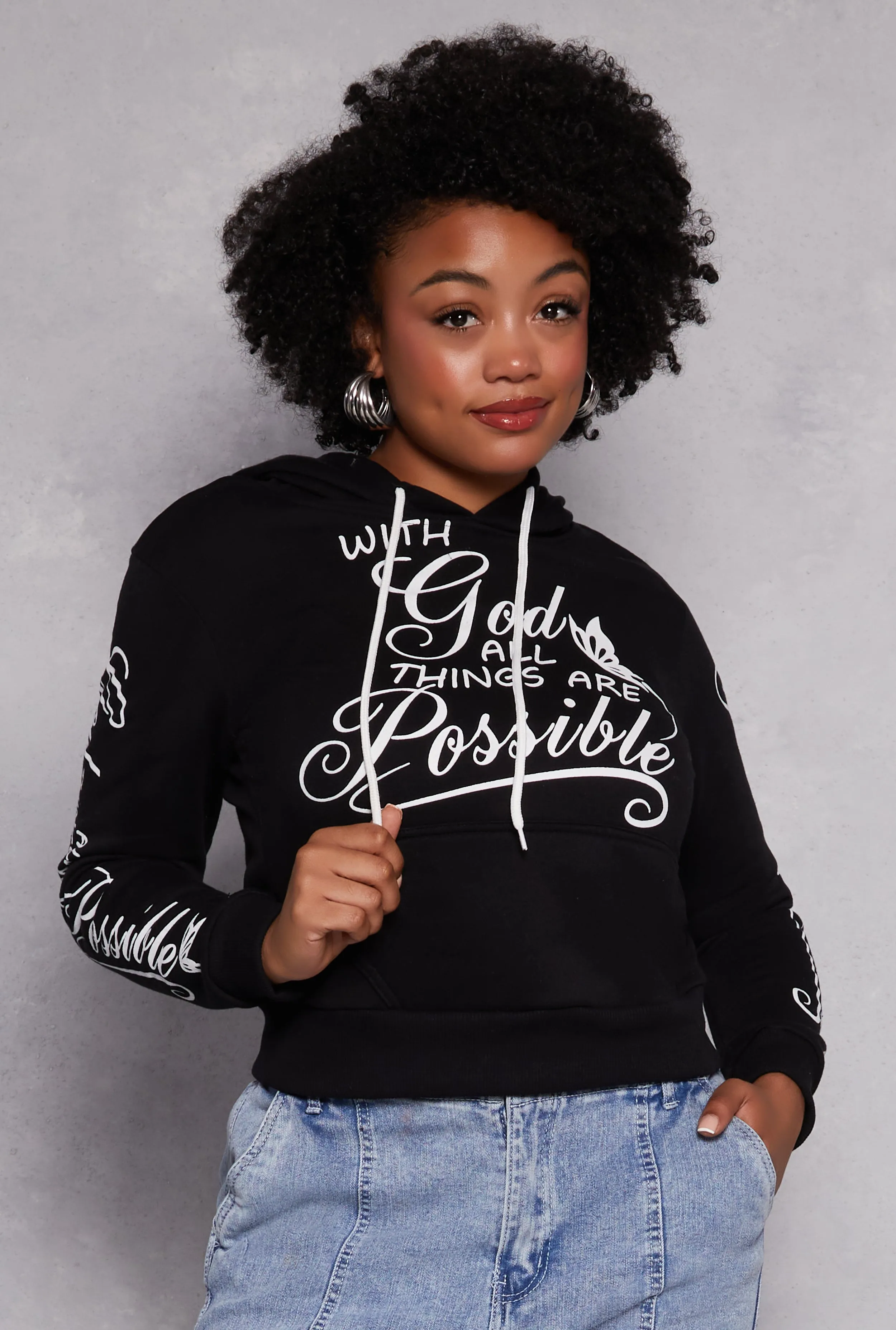 Plus Size With God Hooded Sweatshirt sold by Rainbow