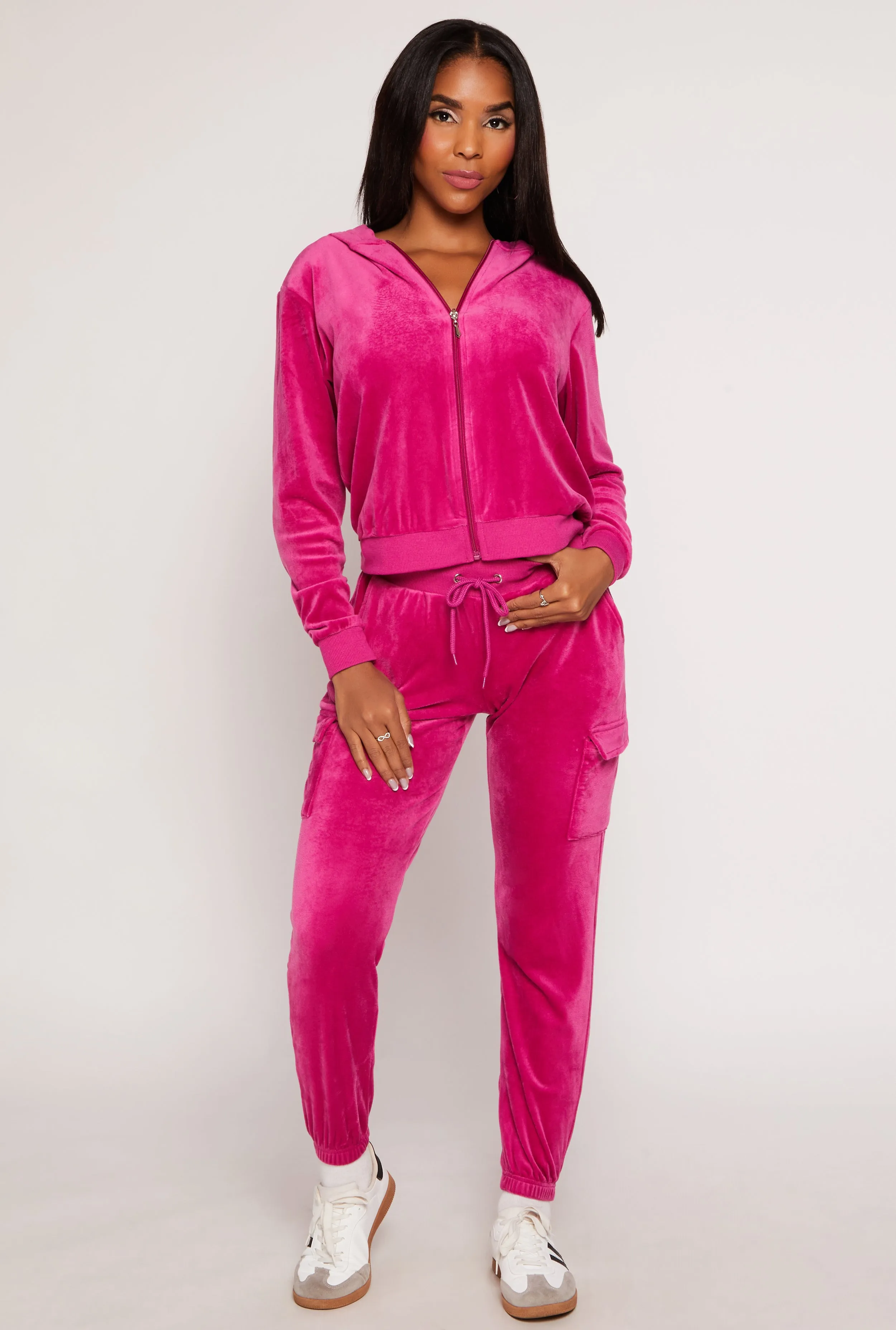 Velour Zip Front Hooded Sweatshirt sold by Rainbow product image thumbnail 2