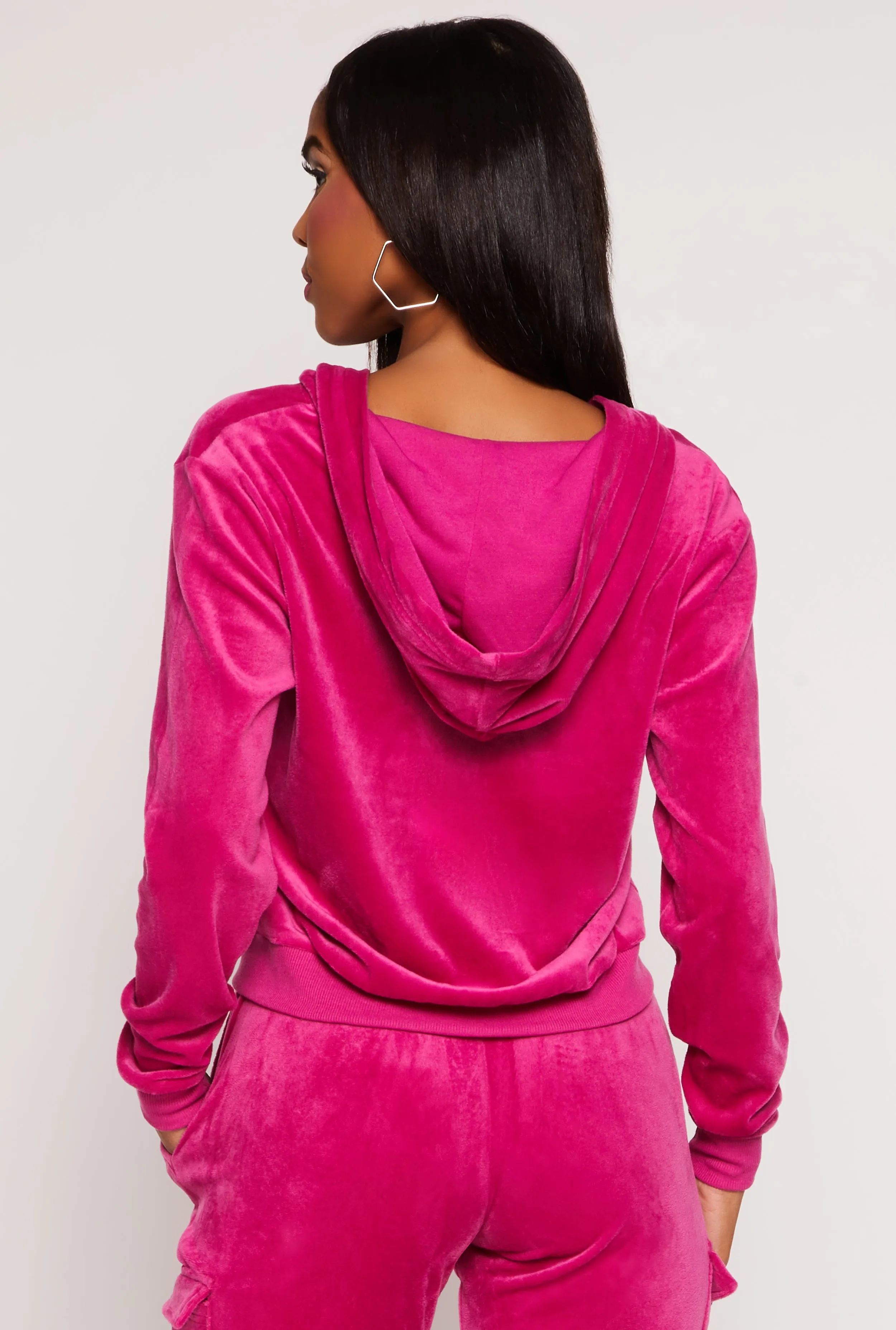 Velour Zip Front Hooded Sweatshirt sold by Rainbow product image thumbnail 3