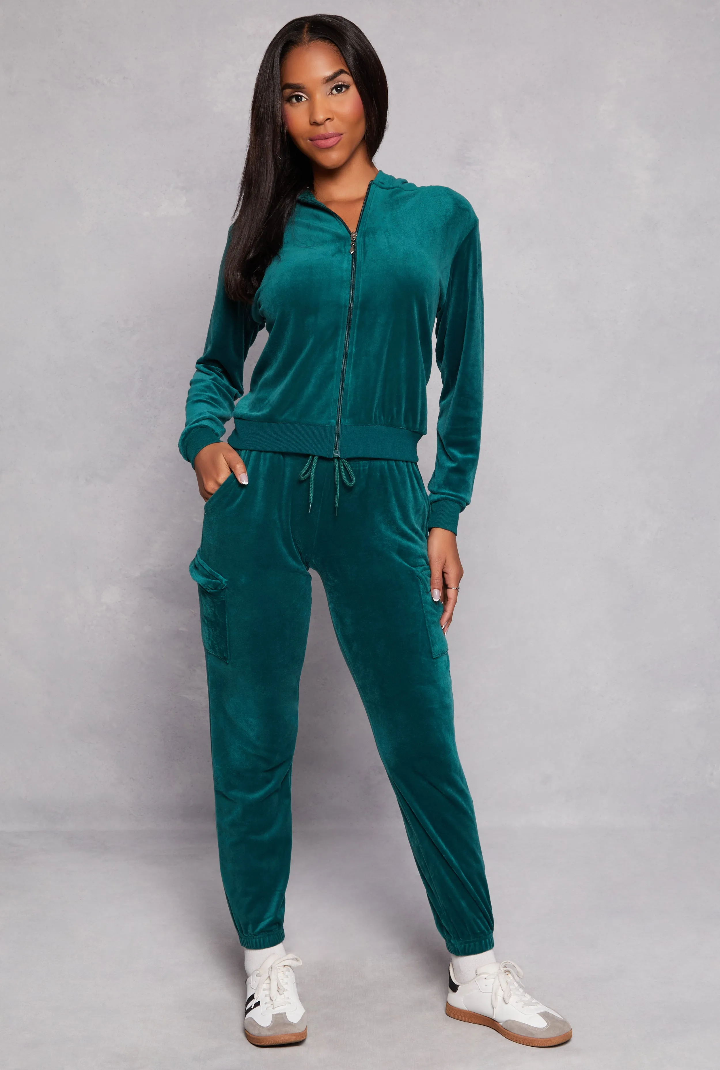 Velour Zip Front Hooded Sweatshirt sold by Rainbow product image thumbnail 2